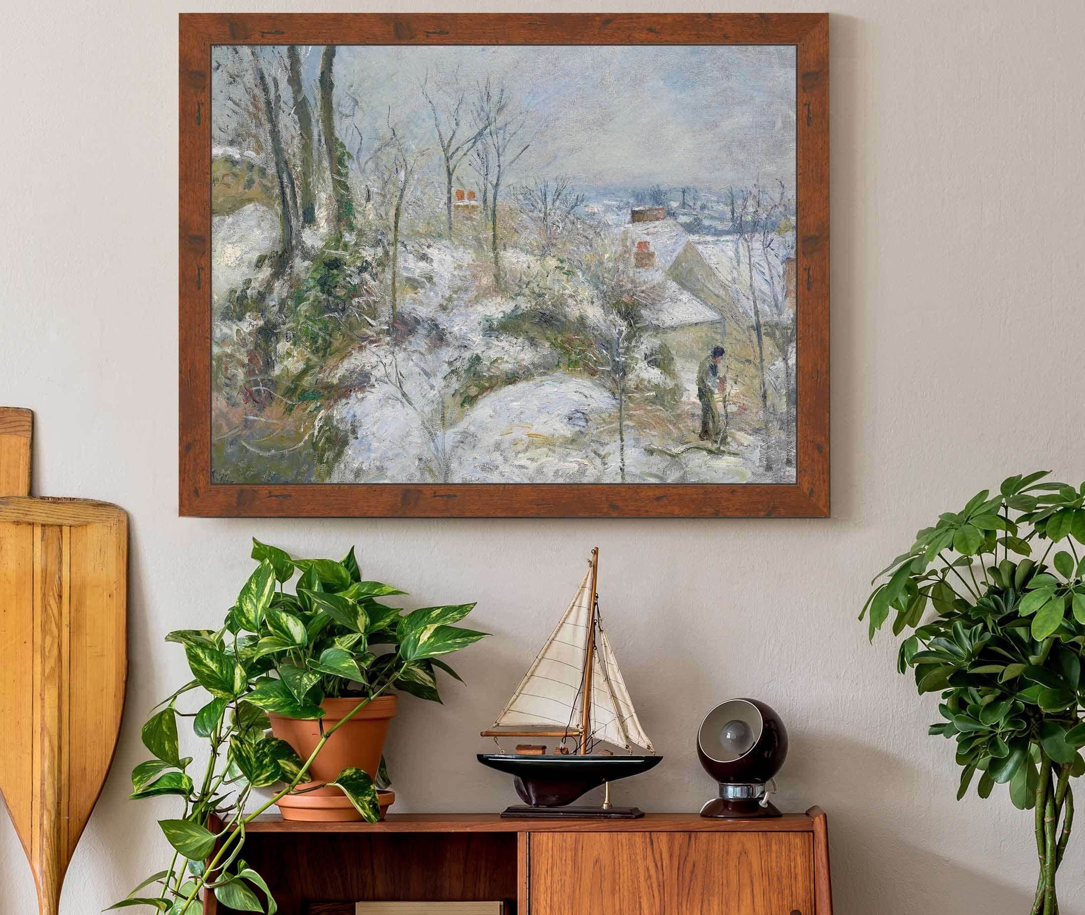 Rabbit Warren At Pontoise Snow by Camille Pissarro