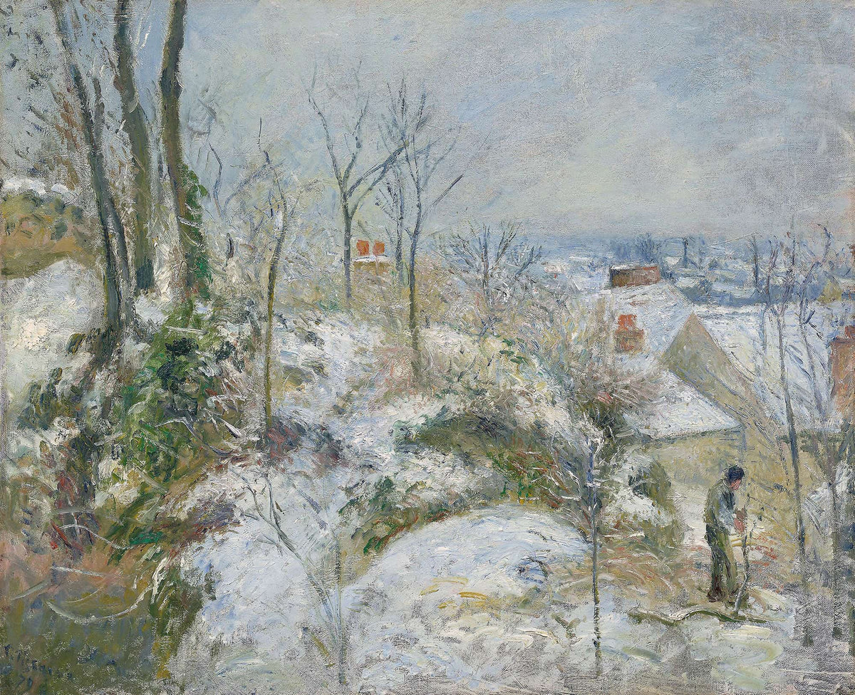 Rabbit Warren At Pontoise Snow by Camille Pissarro