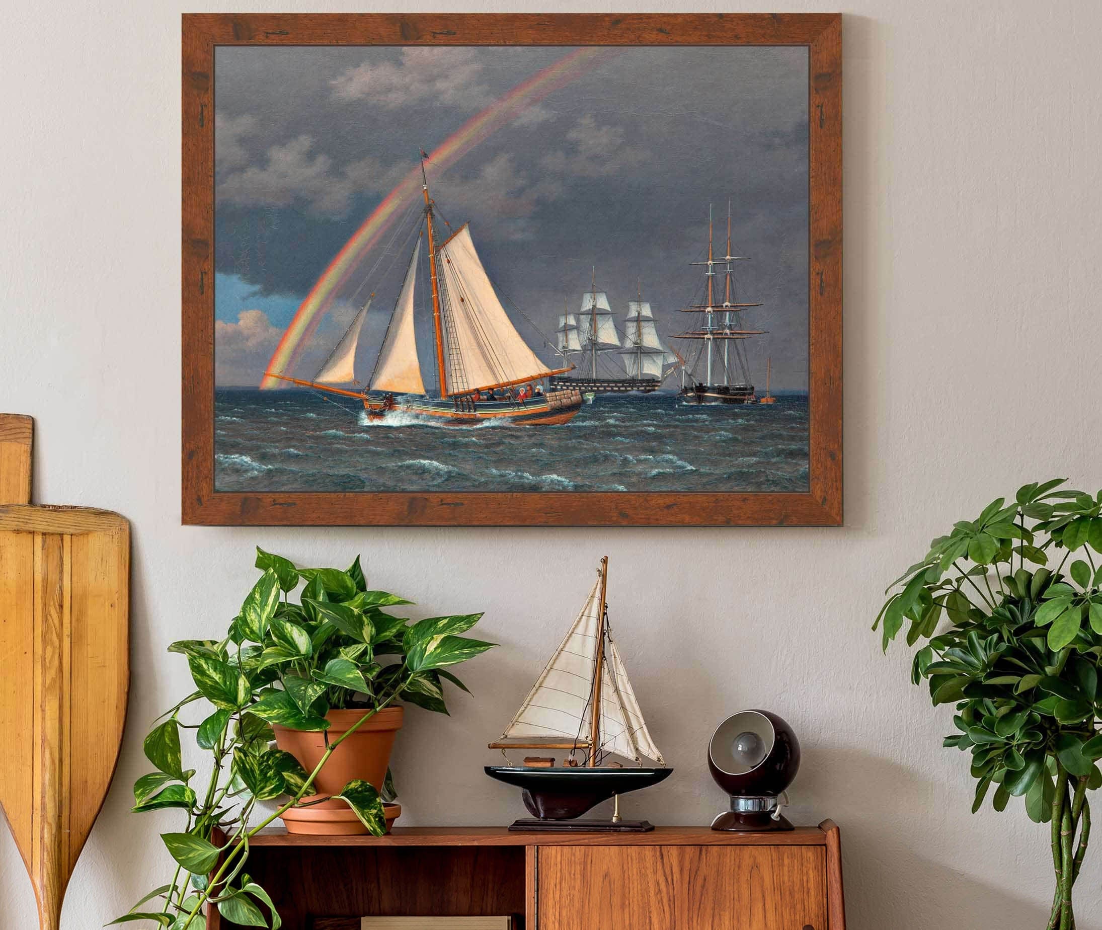 Rainbow At Sea And A Crossing Hunt With Other Ships by Christoffer Wilhelm Eckersberg