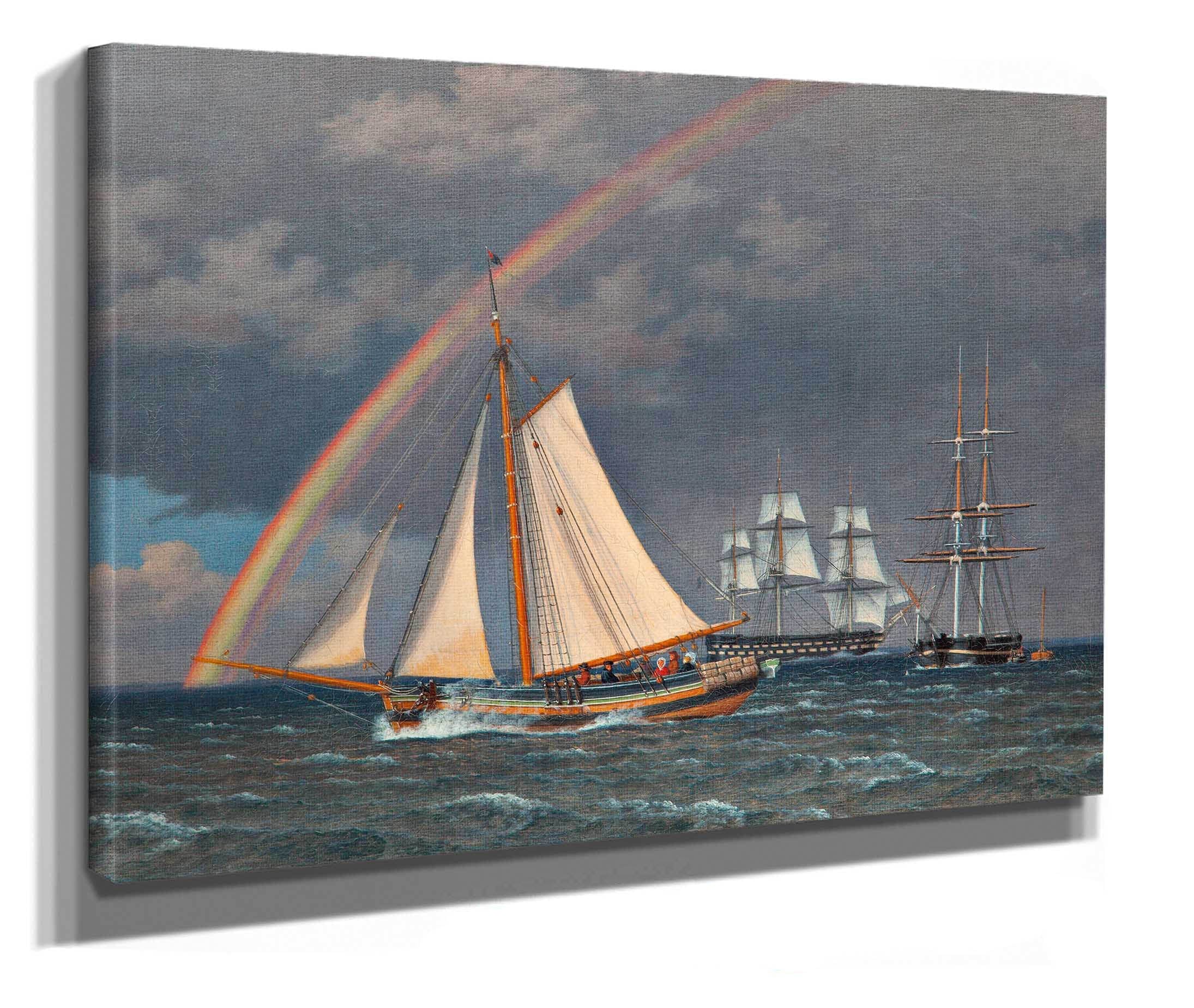 Rainbow At Sea And A Crossing Hunt With Other Ships by Christoffer Wilhelm Eckersberg