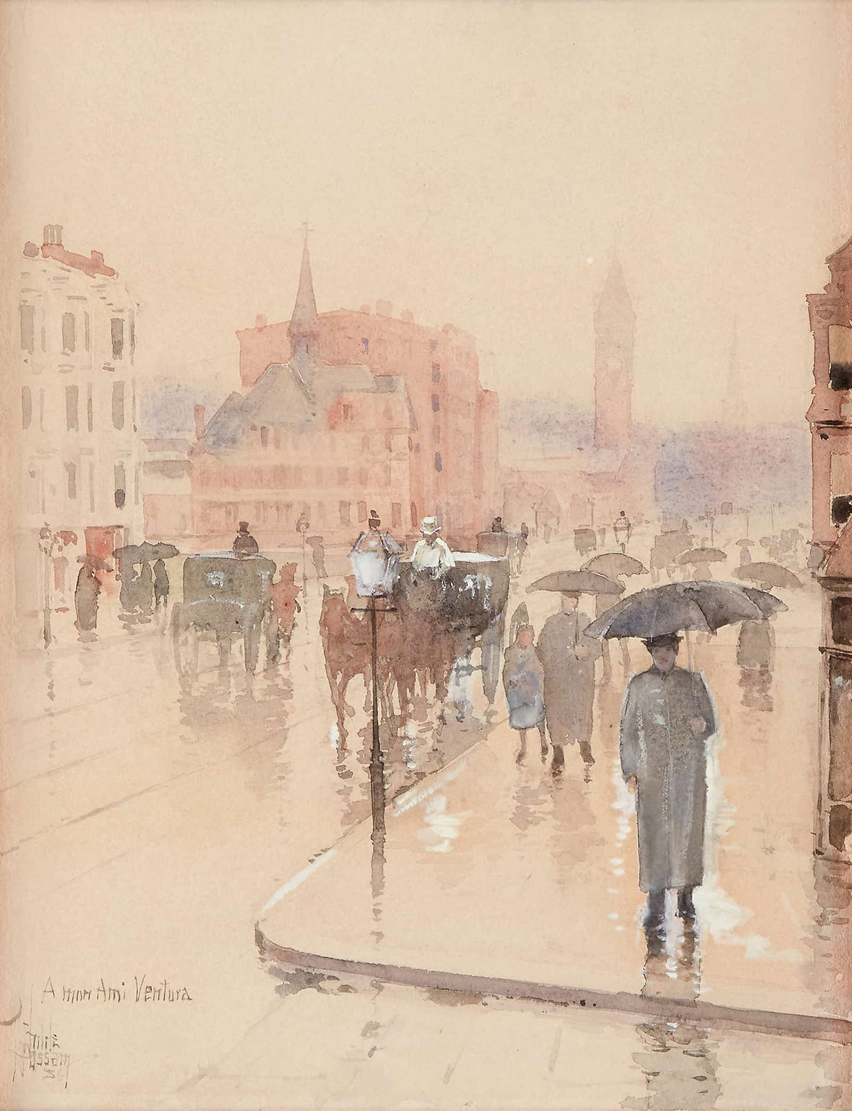 Rainy Day Columbus Avenue Boston by Childe Hassam