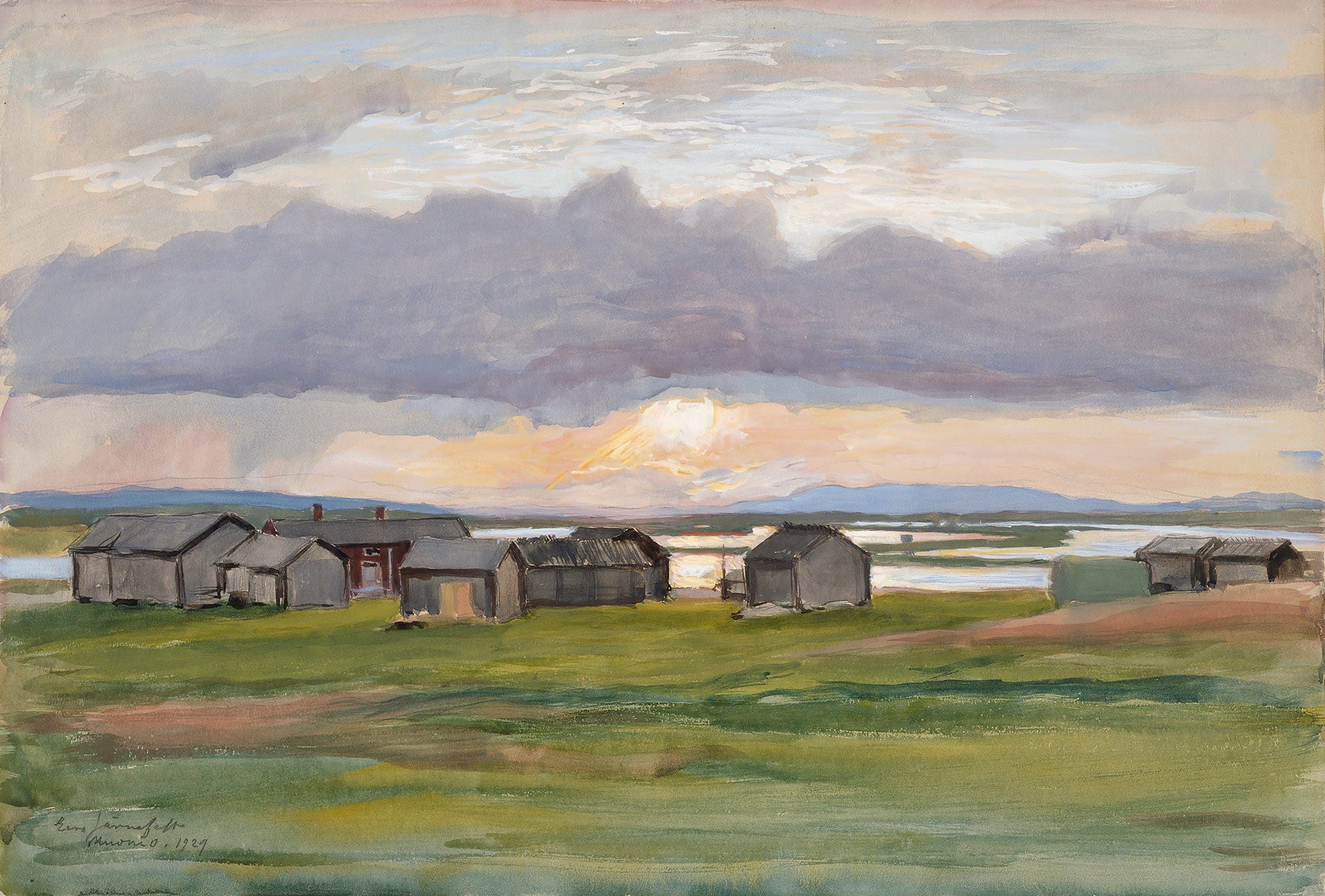 Rakennuksia Rannalla Muonio by Eero Jarnefelt