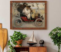 Ramon Casas And Pere Romeu In An Automobile by Ramon Casas