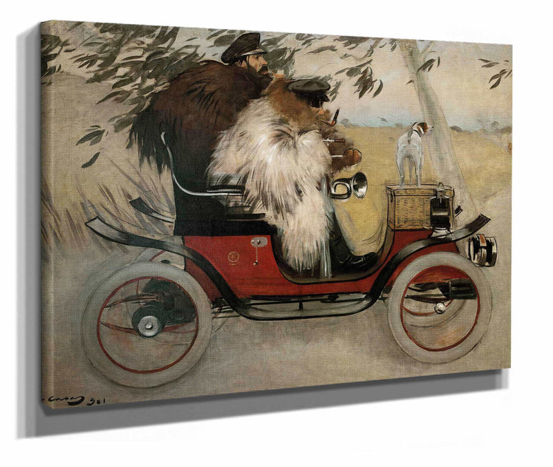 Ramon Casas And Pere Romeu In An Automobile by Ramon Casas