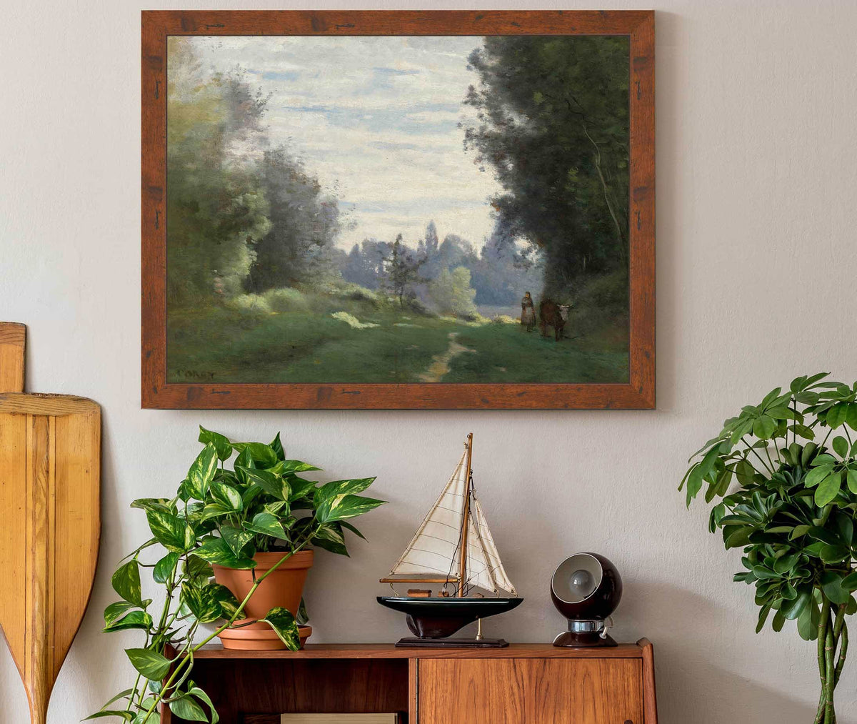 Rayons Du Matin La Vache Allant Aux Champs by Jean Baptiste Camille Corot