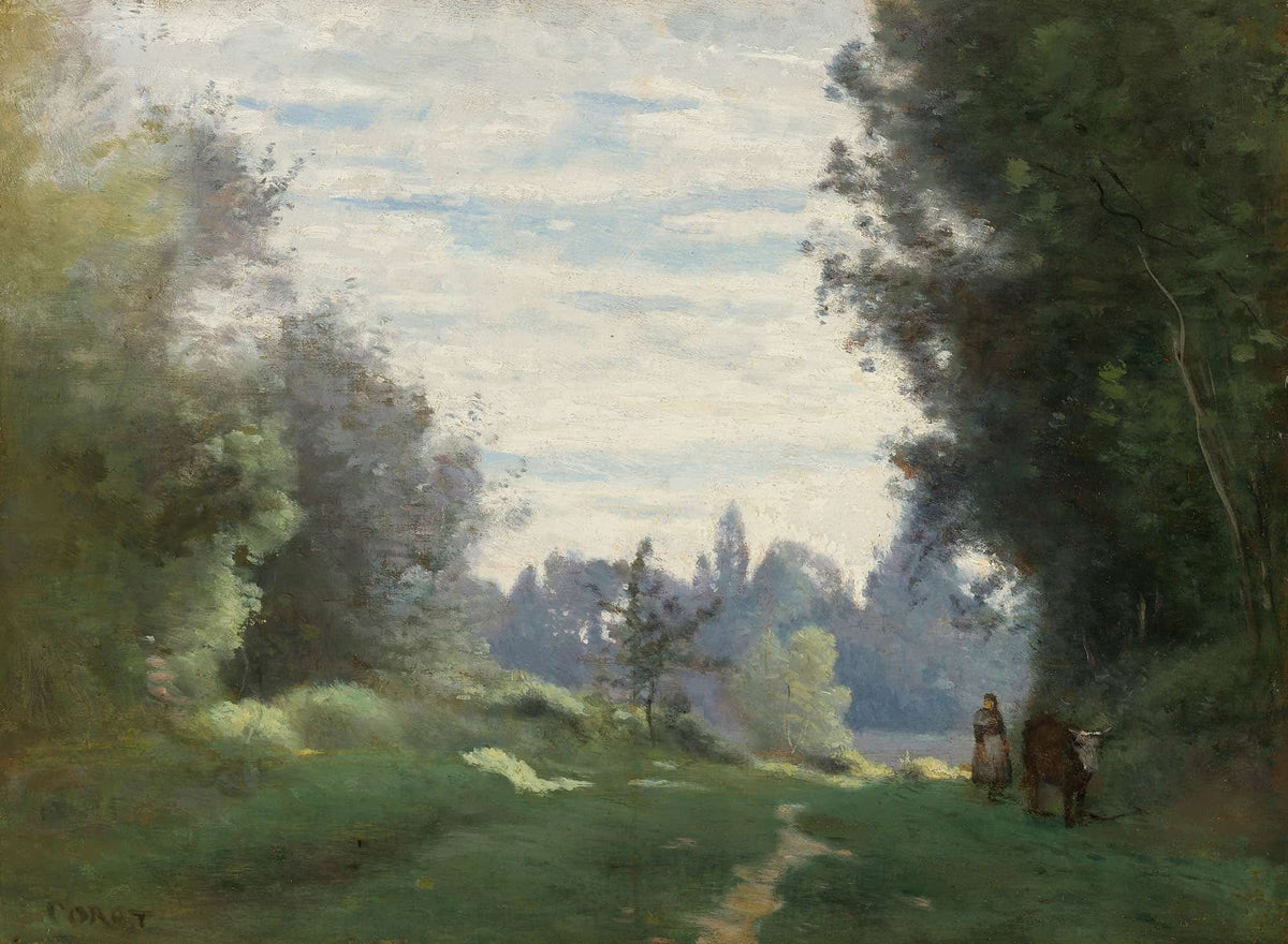 Rayons Du Matin La Vache Allant Aux Champs by Jean Baptiste Camille Corot
