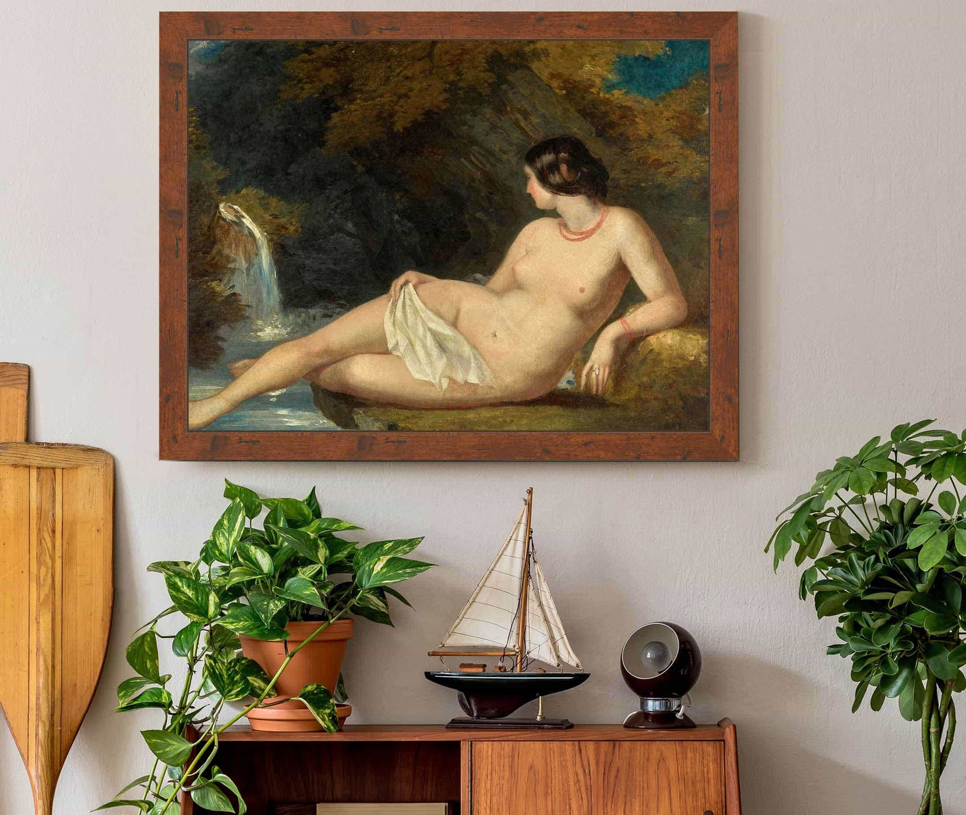 Reclining Female Nude By A Waterfall by William Etty