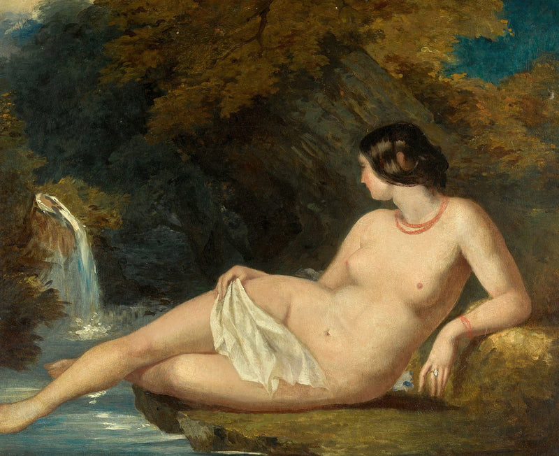 Reclining Female Nude By A Waterfall by William Etty