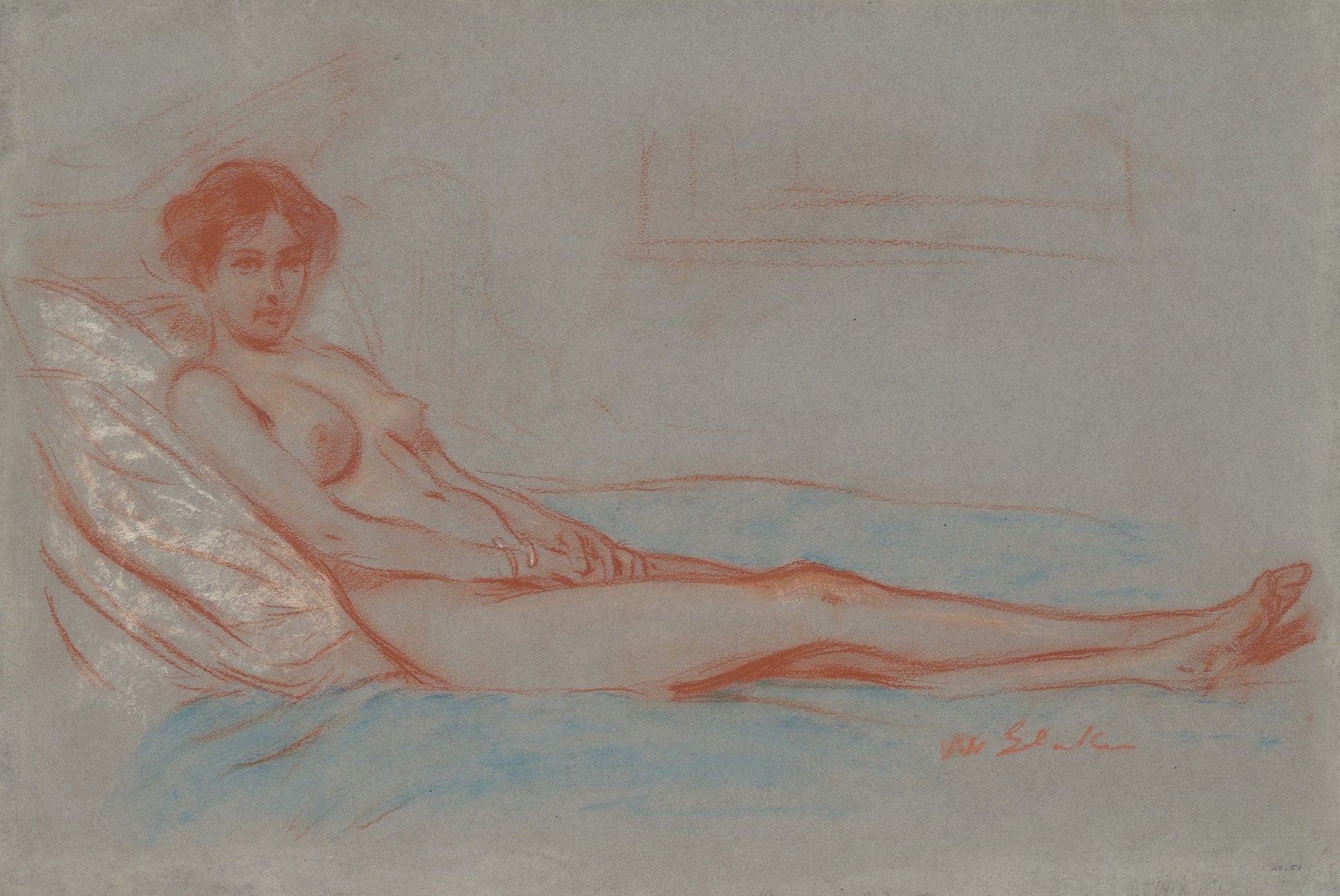 Reclining Female Nude by William James Glackens