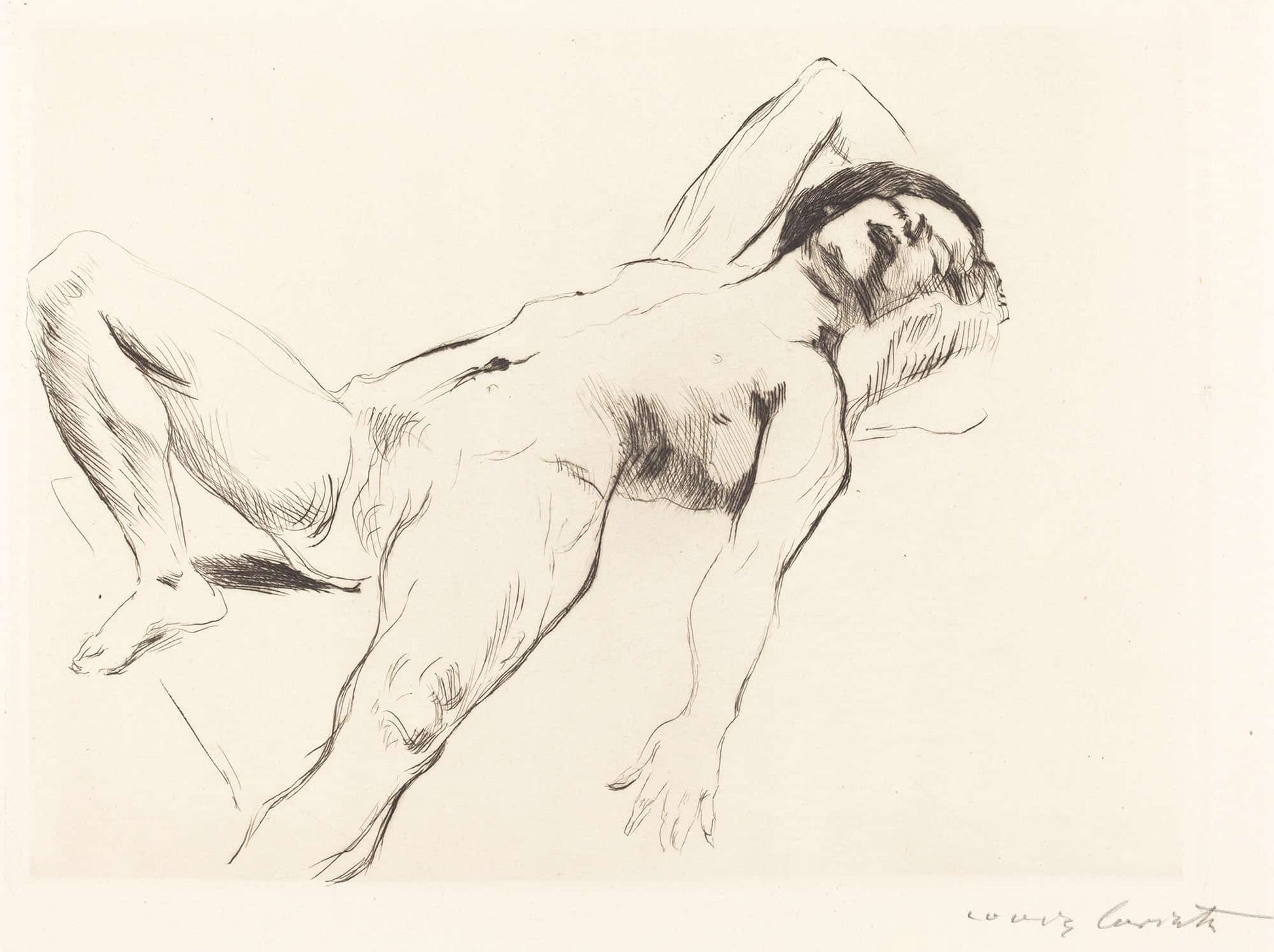 Reclining Female Nude I Liegender Weiblicher Akt I by Lovis Corinth