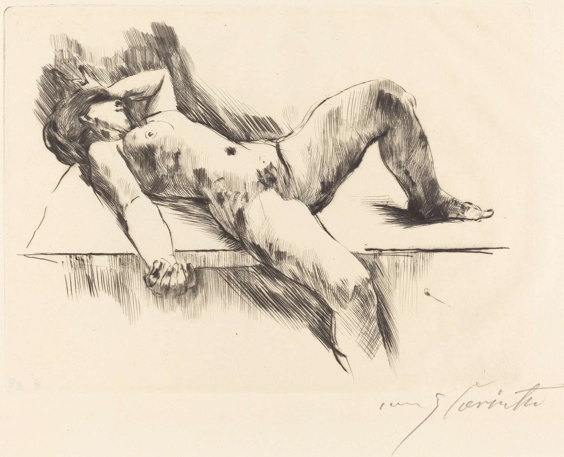 Reclining Female Nude Iii Liegender Weiblicher Akt Iii by Lovis Corinth