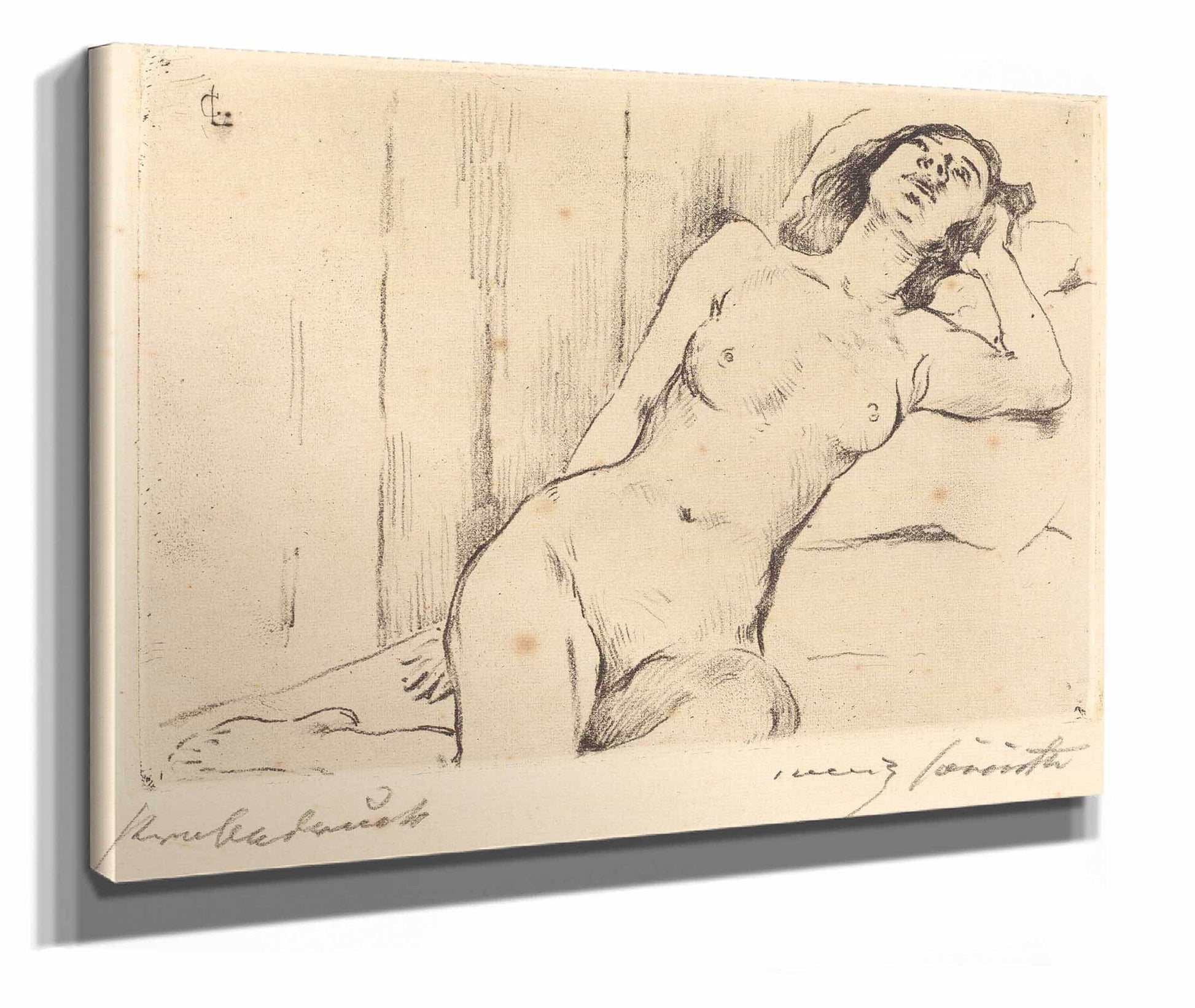 Reclining Female Nude Ruhende Dreiviertel Akt by Lovis Corinth