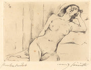 Reclining Female Nude Ruhende Dreiviertel Akt by Lovis Corinth