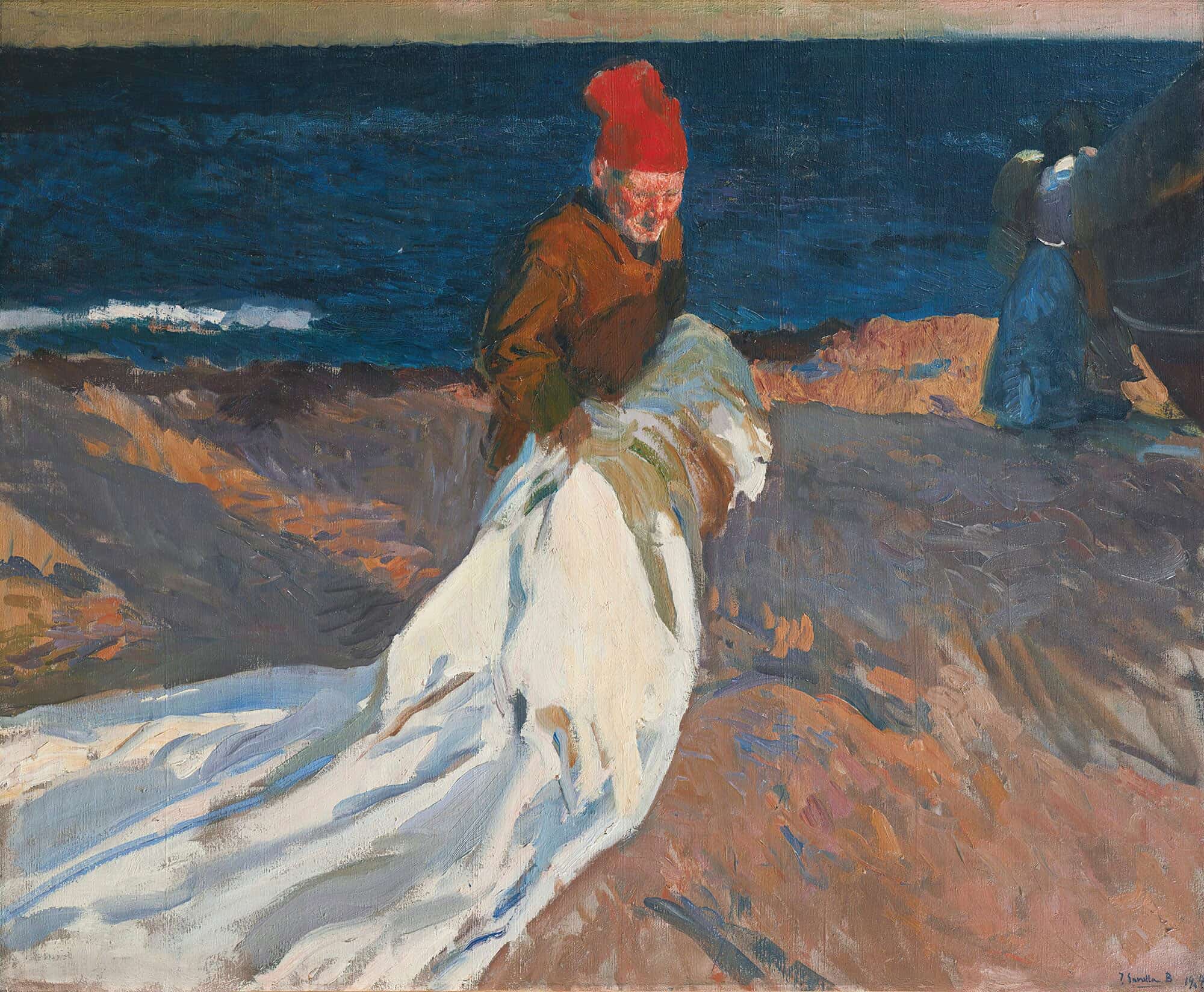 Recogiendo La Vela Playa De Valencia Gathering The Sail Valencia Beach by Joaquin Sorolla
