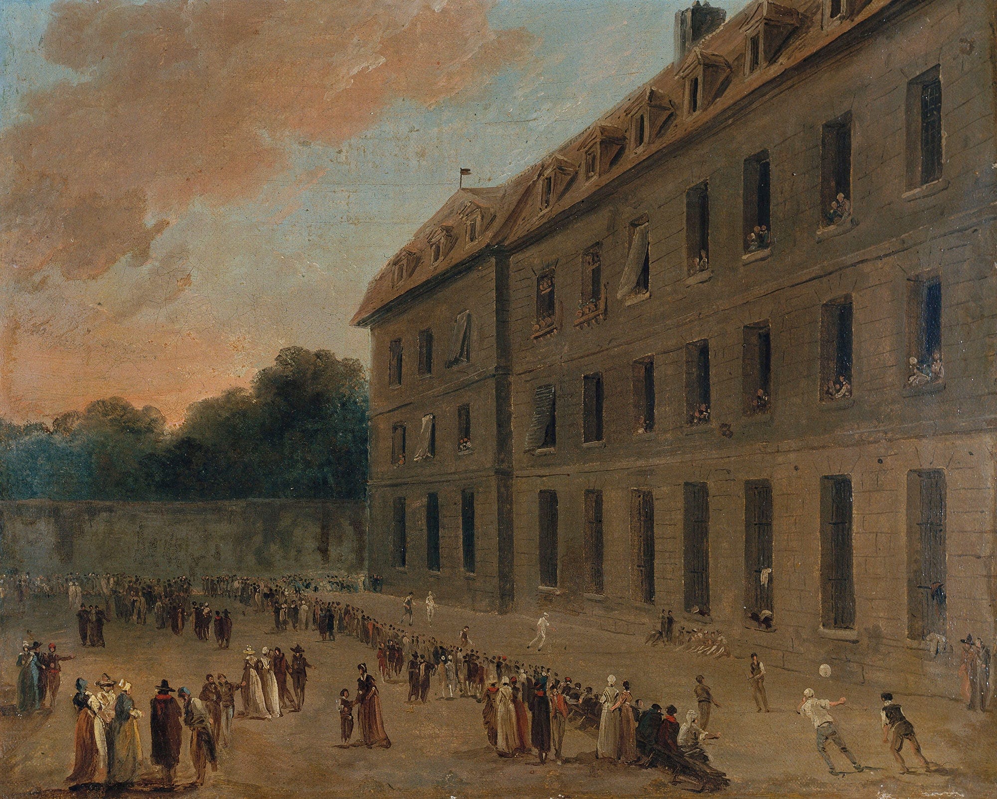 Recreation Des Prisonniers A Saint Lazare La Partie De Ballon by Hubert Robert