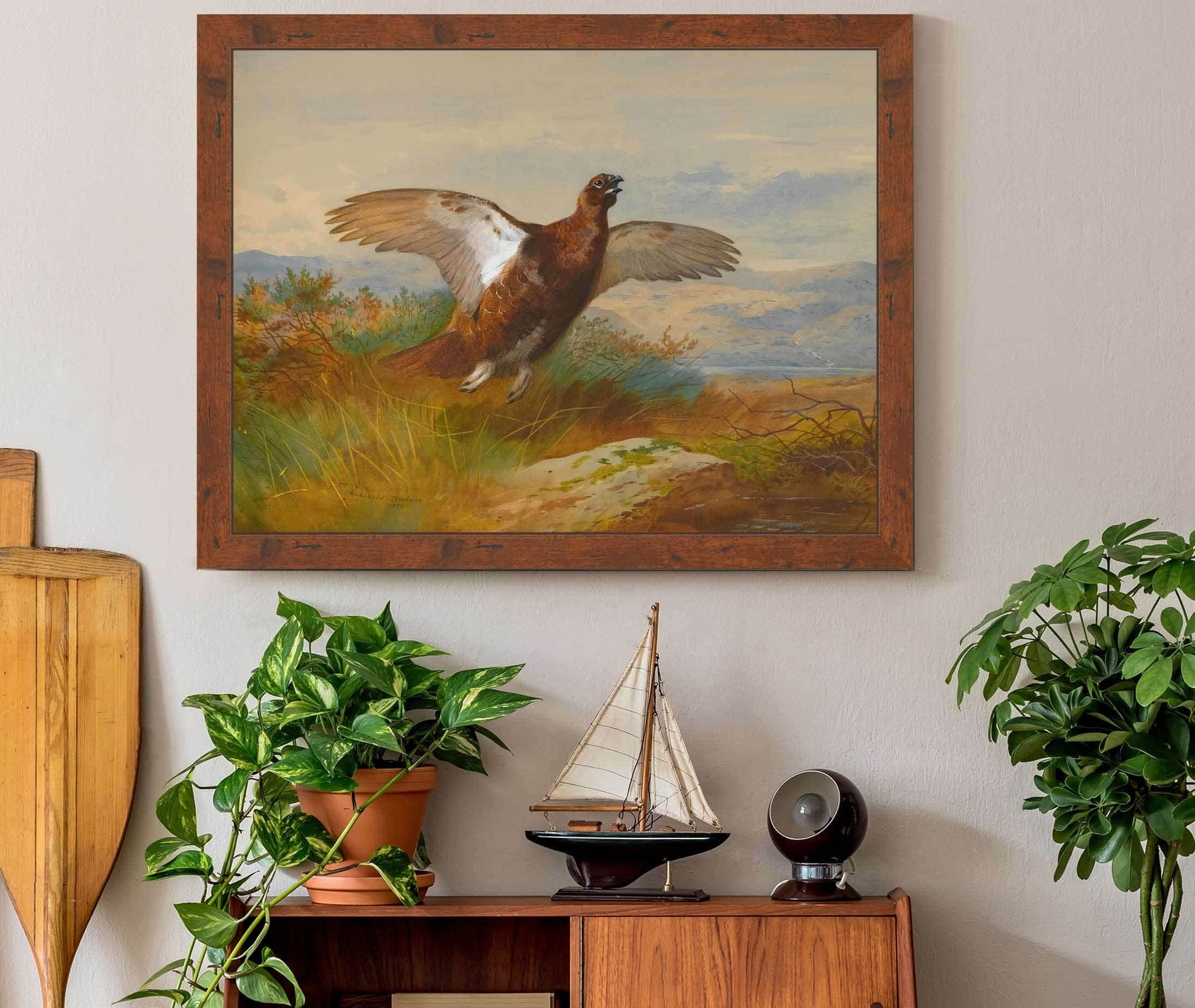 Red Grouse In Flight by Archibald Thorburn