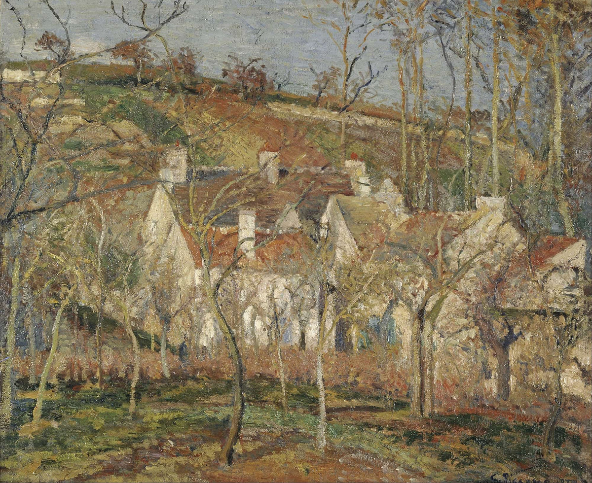 Red Roofs Corner Of A Village Winter by Camille Pissarro
