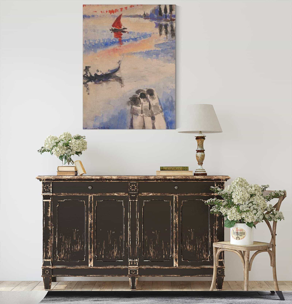 Red Sailing Ship And Gondola by Jules Schmalzigaug