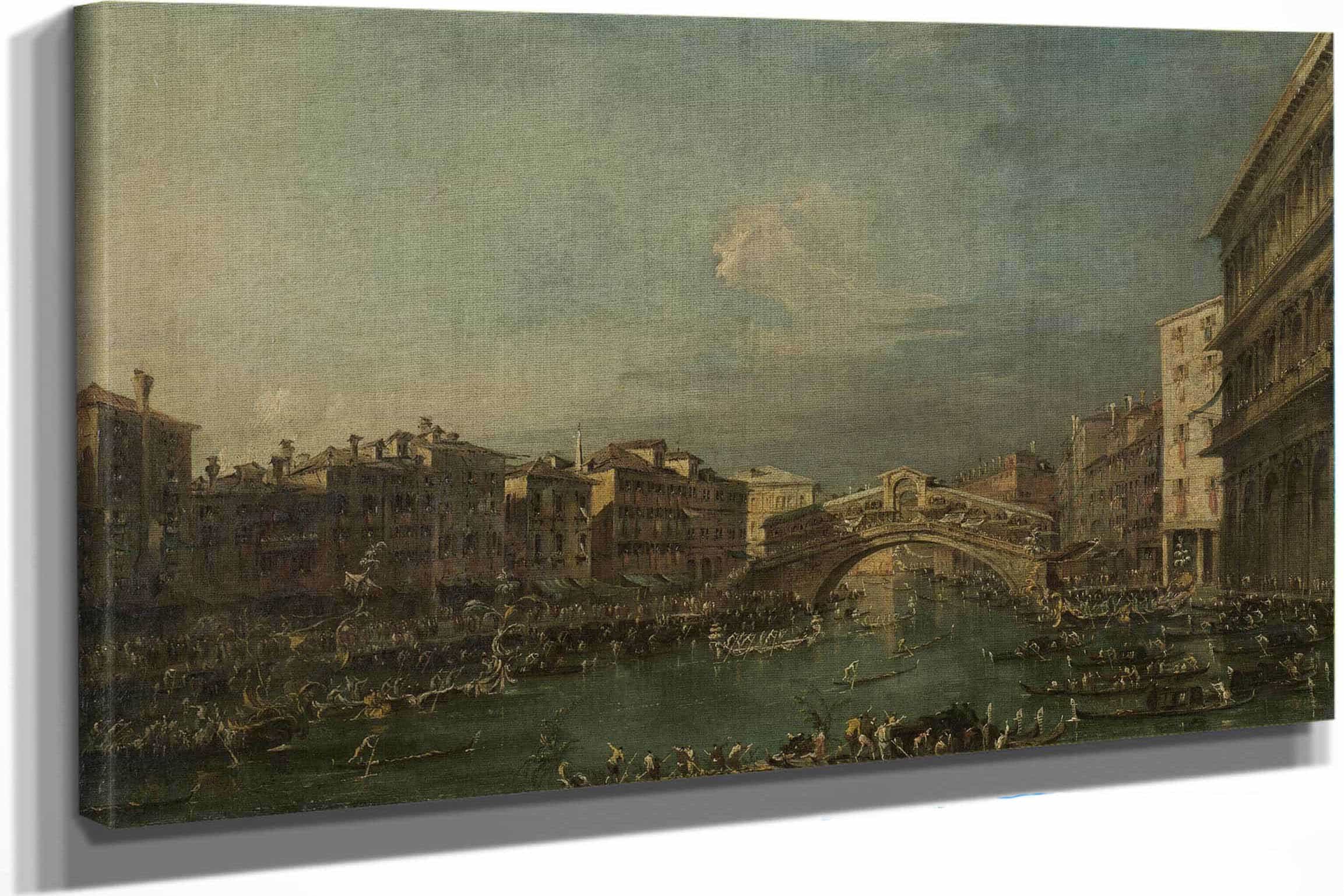 Regatta On The Grand Canal Near The Rialto Bridge Venice  by Francesco Guardi