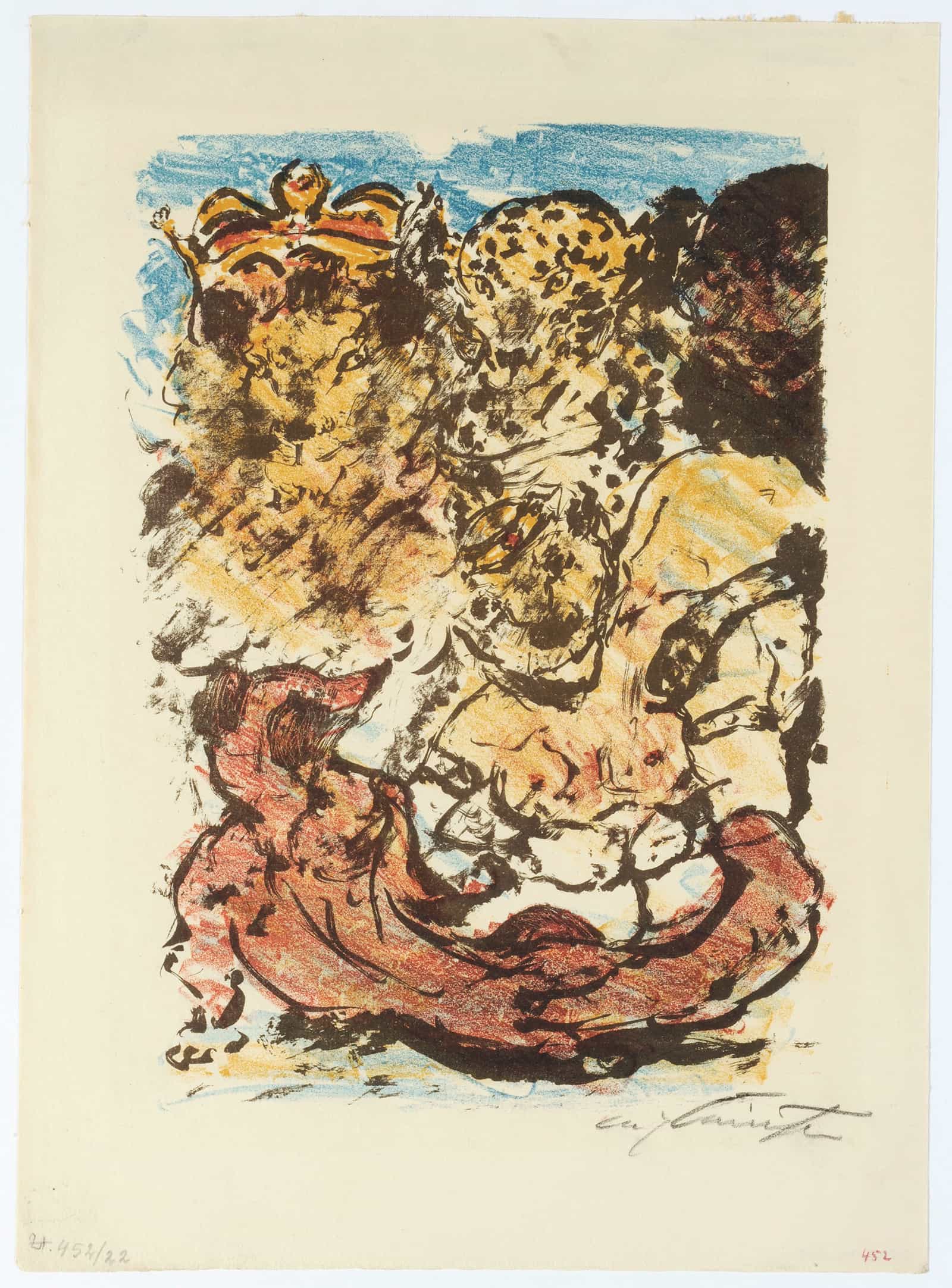 Reinecke Vor Konig Nobel Und Seiner Gattin Braun Dem Baren Und Dem Kater Hinze by Lovis Corinth