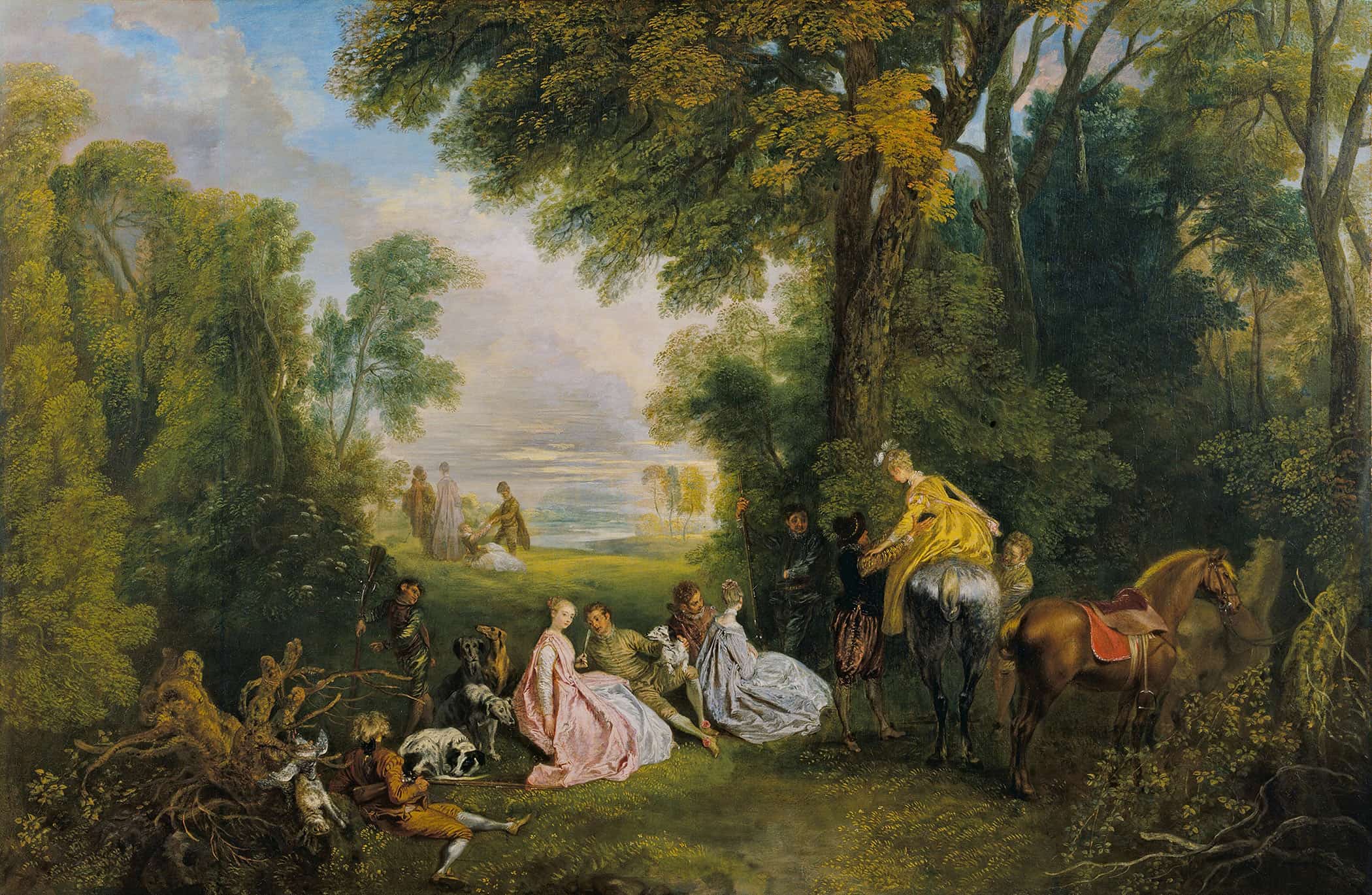 Rendez Vous De Chasse  by Jean Antoine Watteau