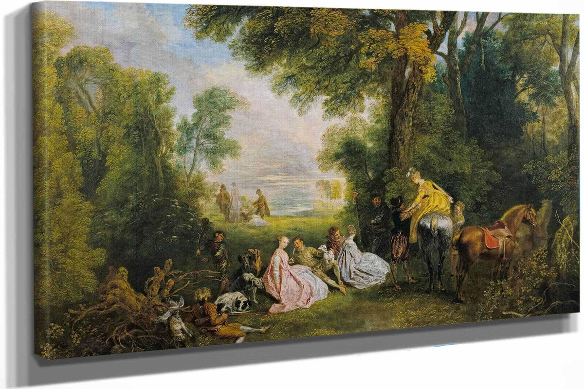 Rendez Vous De Chasse  by Jean Antoine Watteau