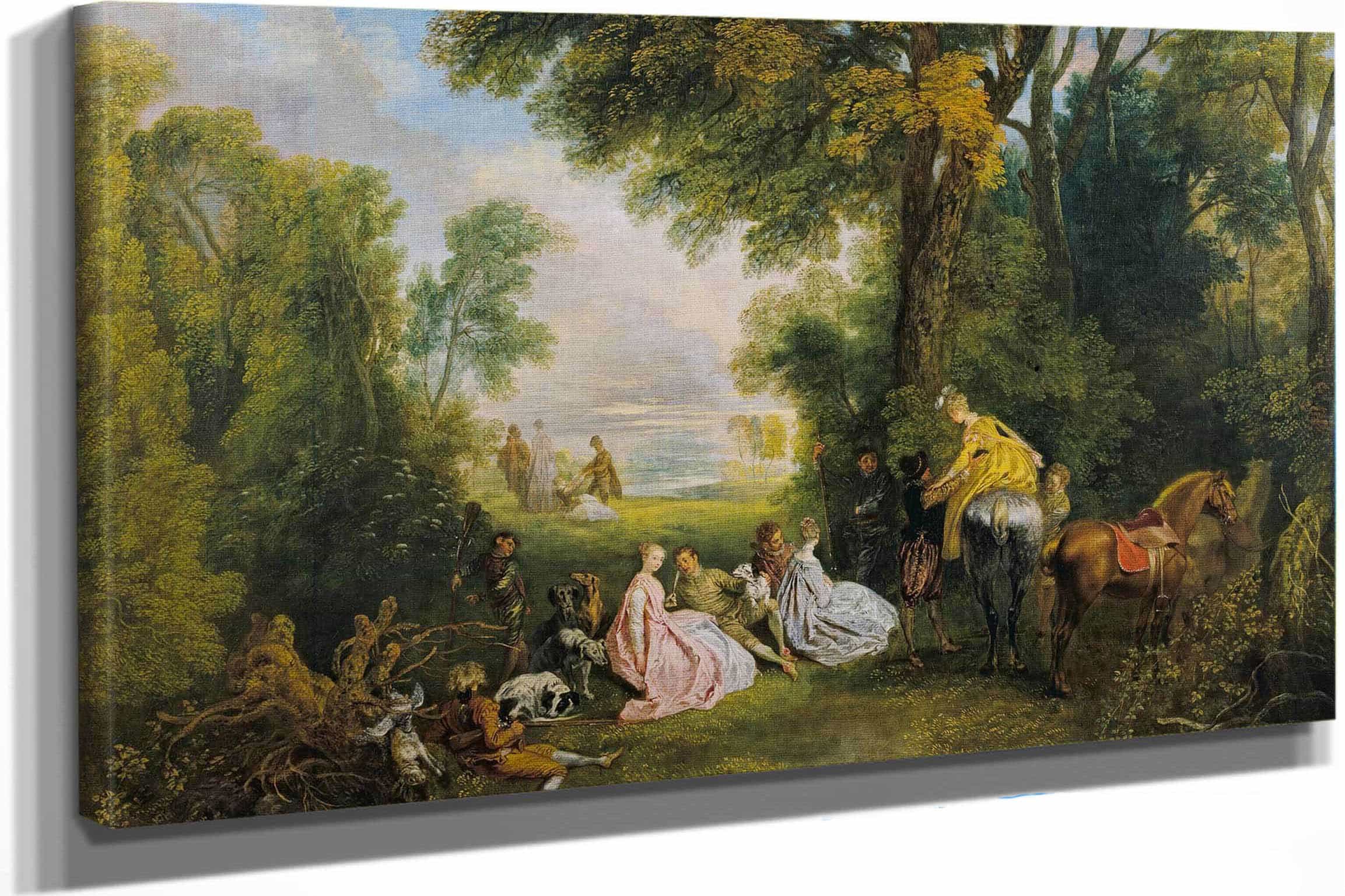 Rendez Vous De Chasse  by Jean Antoine Watteau