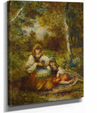 Repos De Bohemiennes En Foret Esquisse by Narcisse Virgile Diaz De La Pena