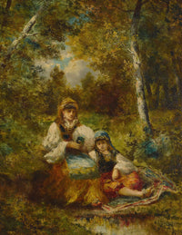 Repos De Bohemiennes En Foret Esquisse by Narcisse Virgile Diaz De La Pena