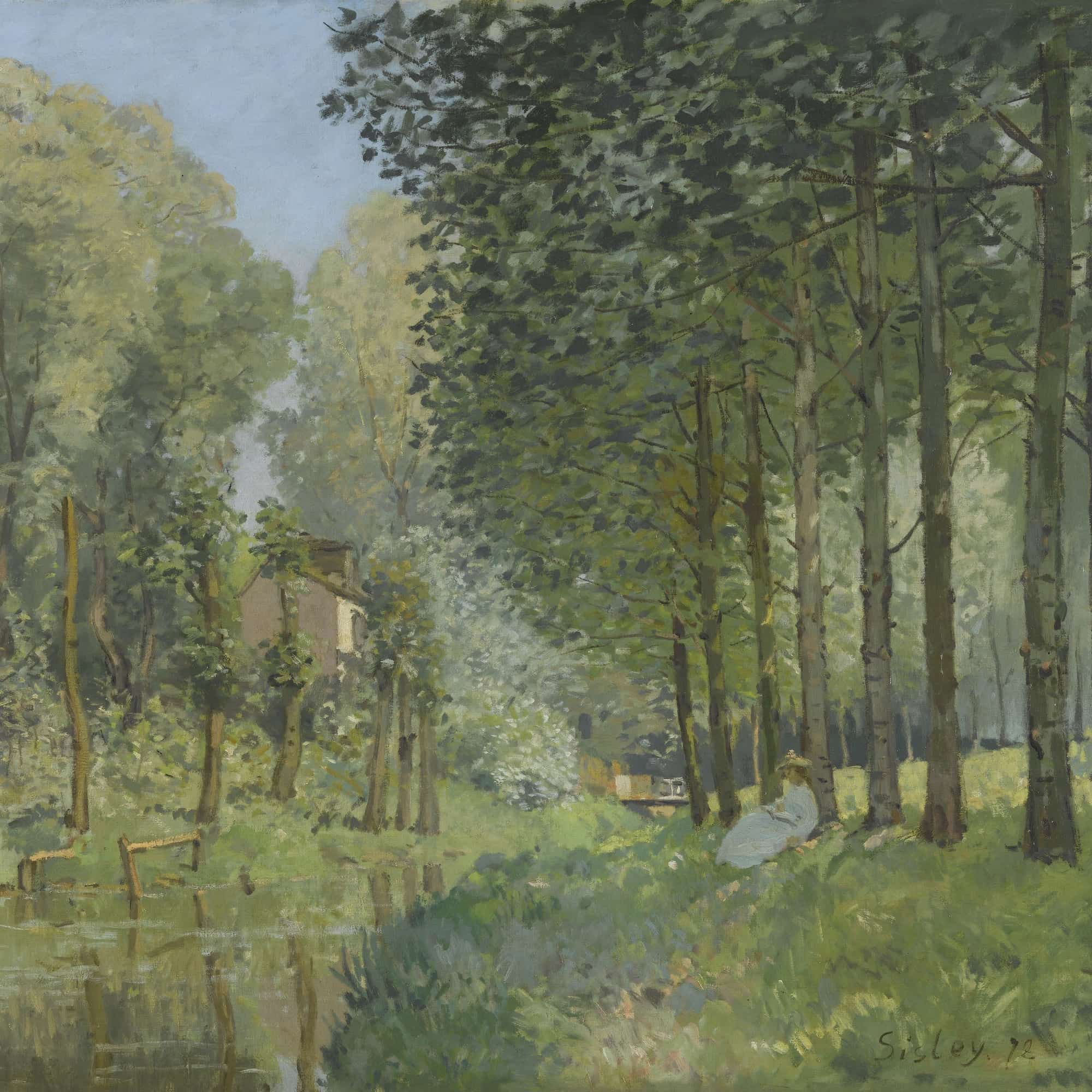 Rest Along The Stream. Edge Of The Wood by Alfred Sisley