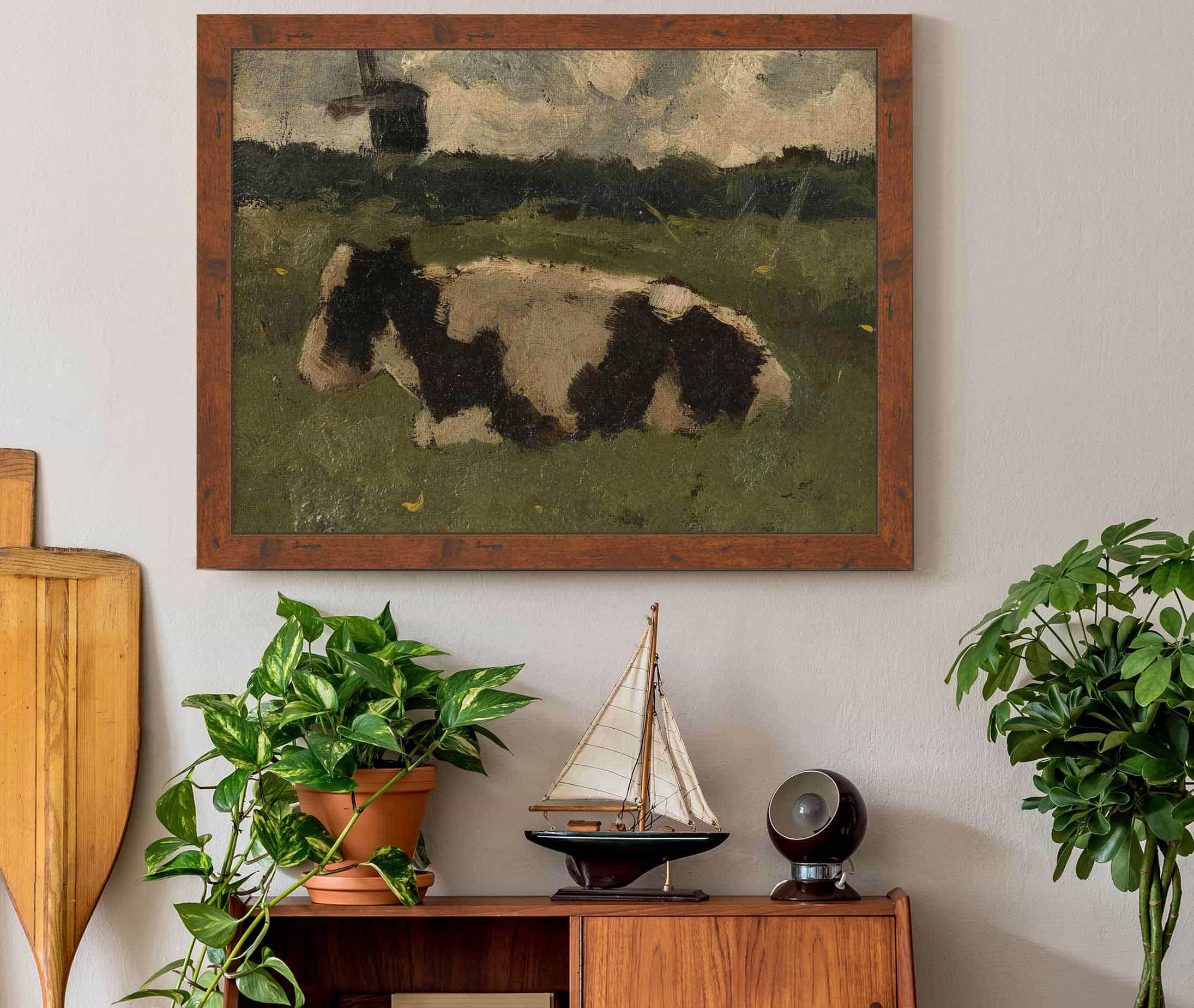 Resting Cow With A Mill by Richard Nicolaus Roland Holst