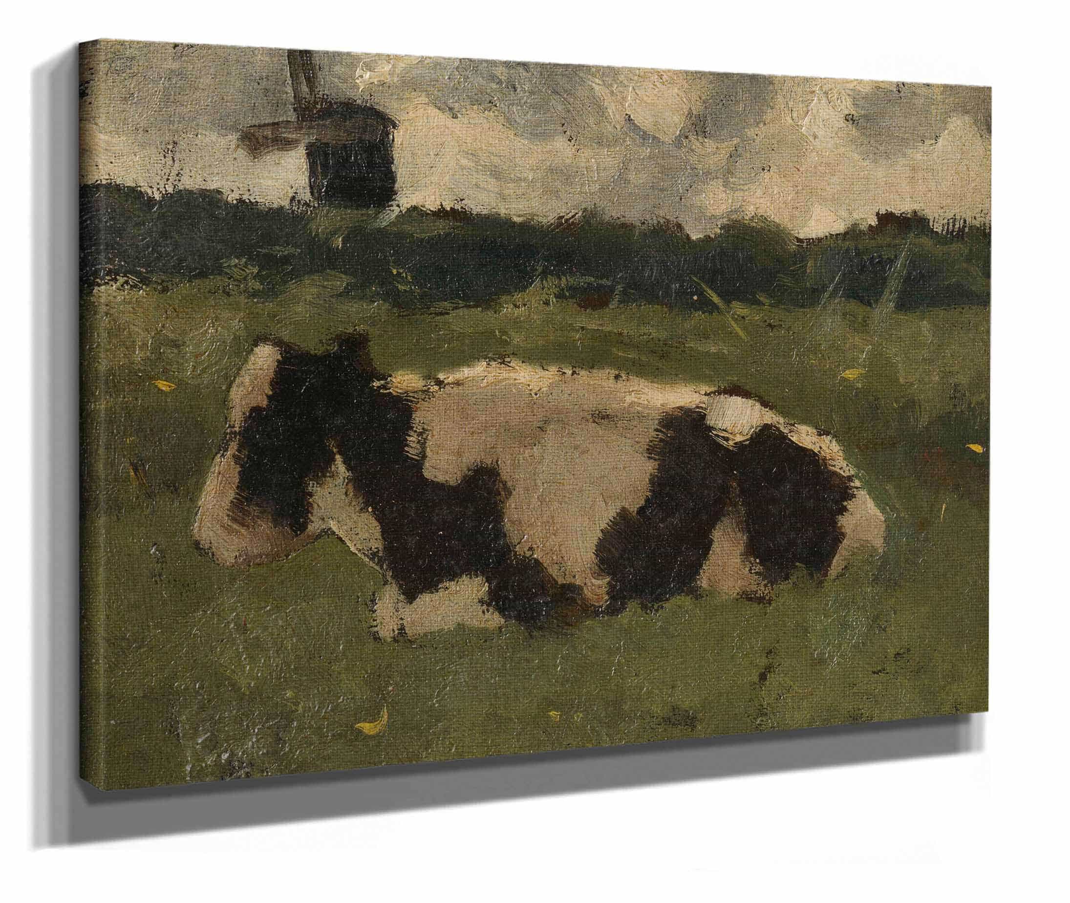 Resting Cow With A Mill by Richard Nicolaus Roland Holst