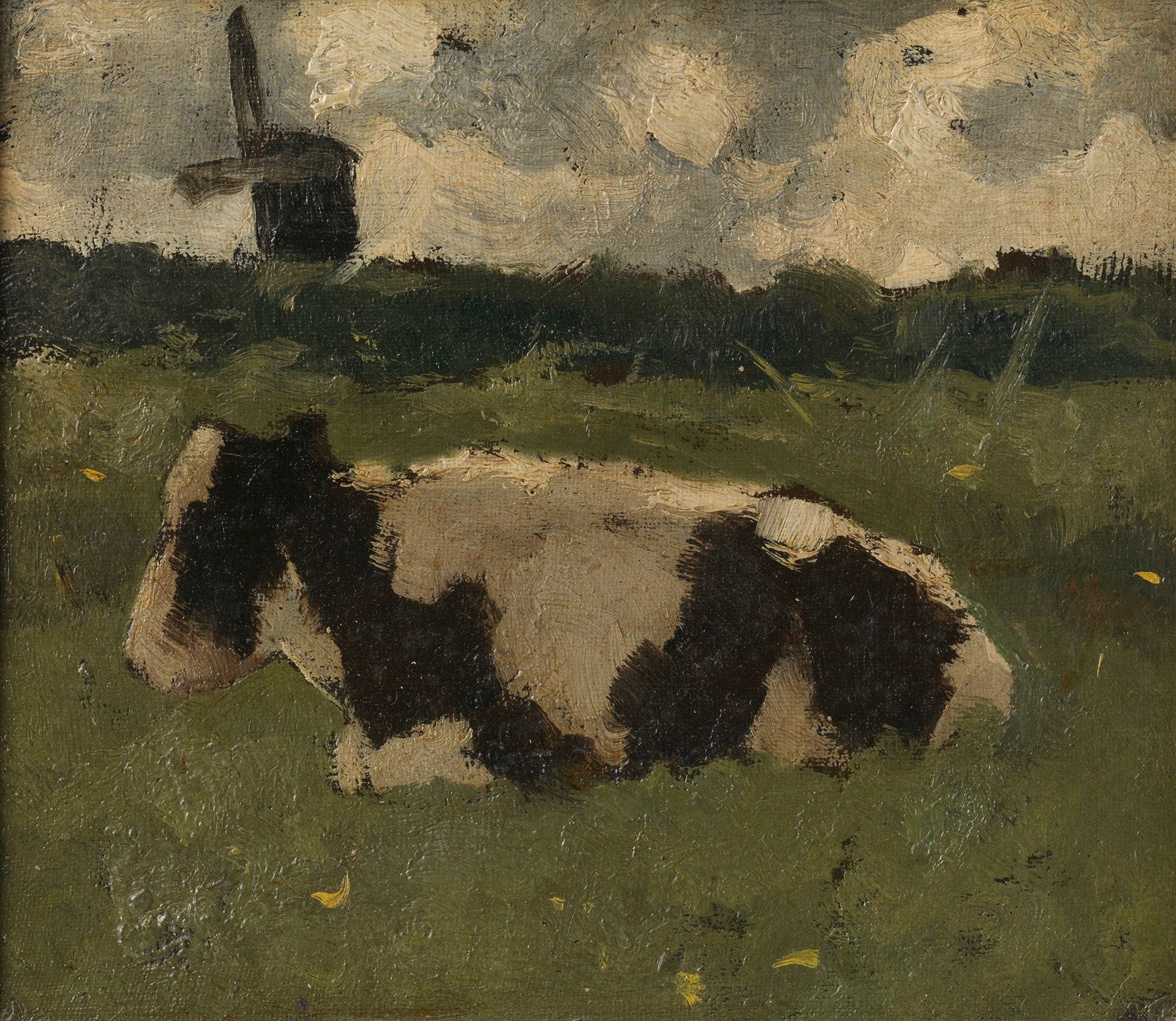 Resting Cow With A Mill by Richard Nicolaus Roland Holst