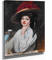 Retrato De Una Joven En Un Sombrero Cree Que Raquel Meller by Joaquin Sorolla