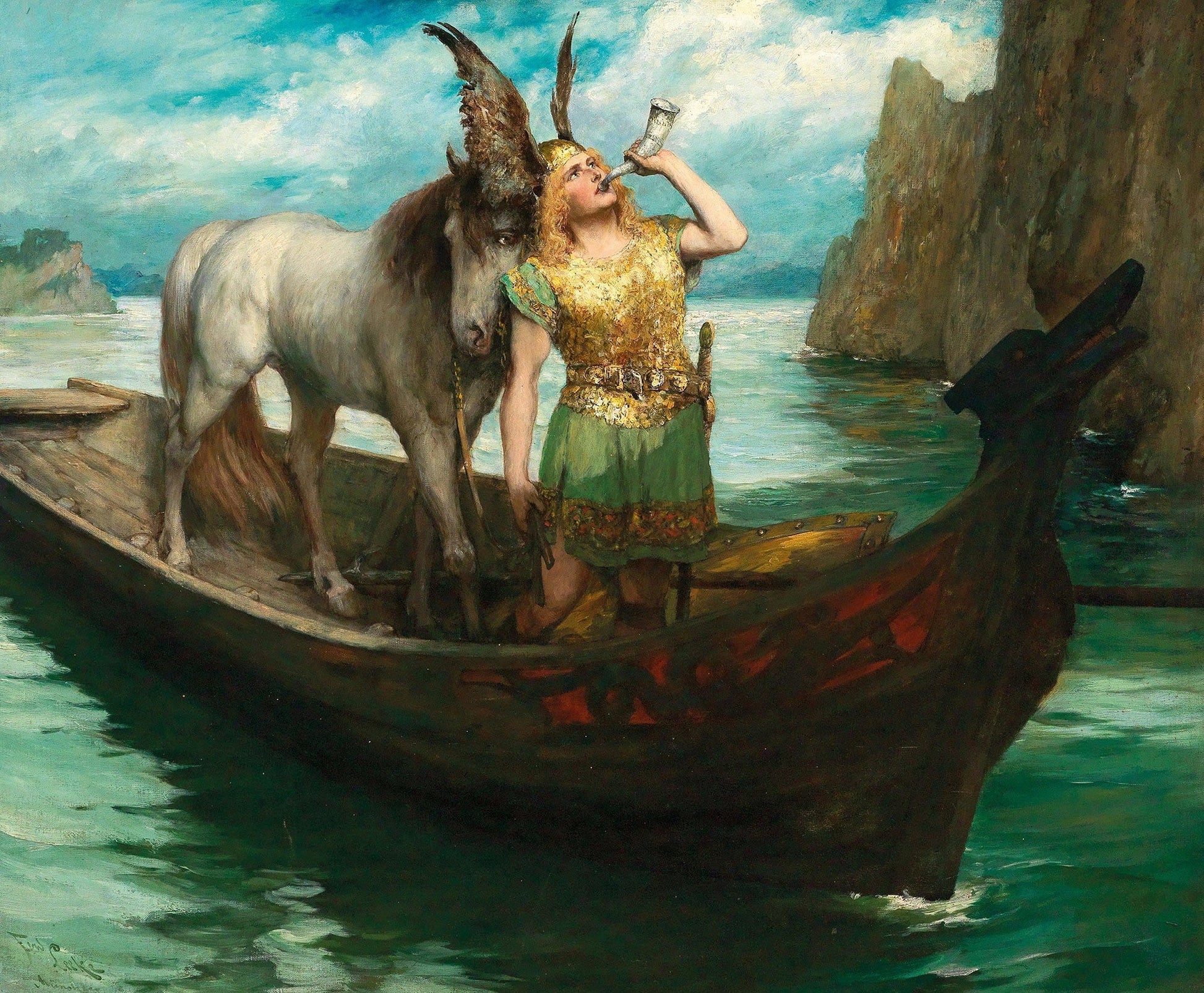 Richard Wagner Gotterdammerung Act I Siegfrieds Rhine Journey by Ferdinand Leeke