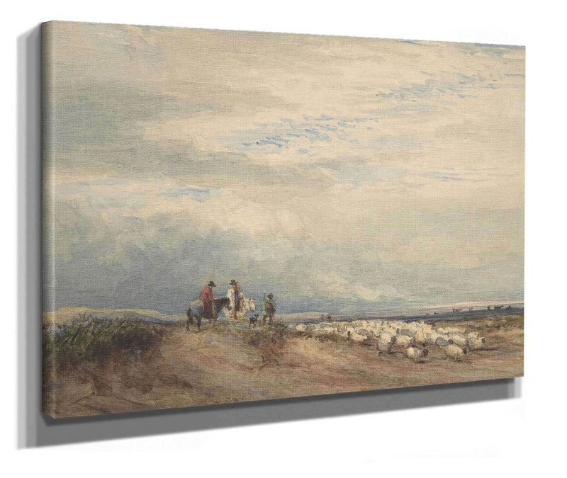 Riders With Sheep Near An Estuary by David Cox