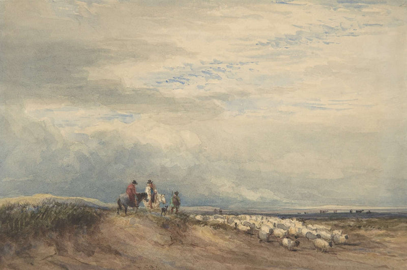 Riders With Sheep Near An Estuary by David Cox