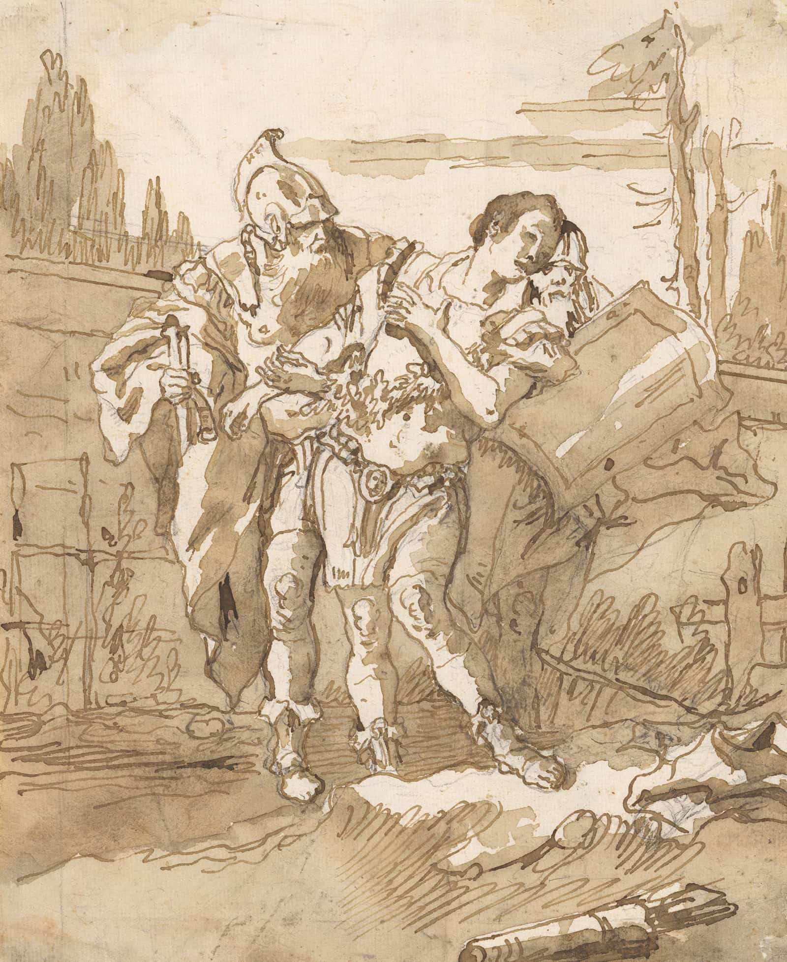 Rinaldo Persuaded By Ubaldo And Guelfo To Abandon Armida Mid Th Late Th Century by Giovanni Domenico Tiepolo