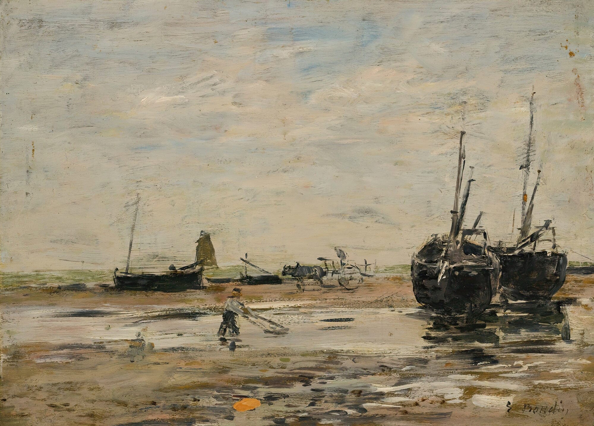 Rivage De Berk Maree Basse by Eugene Boudin