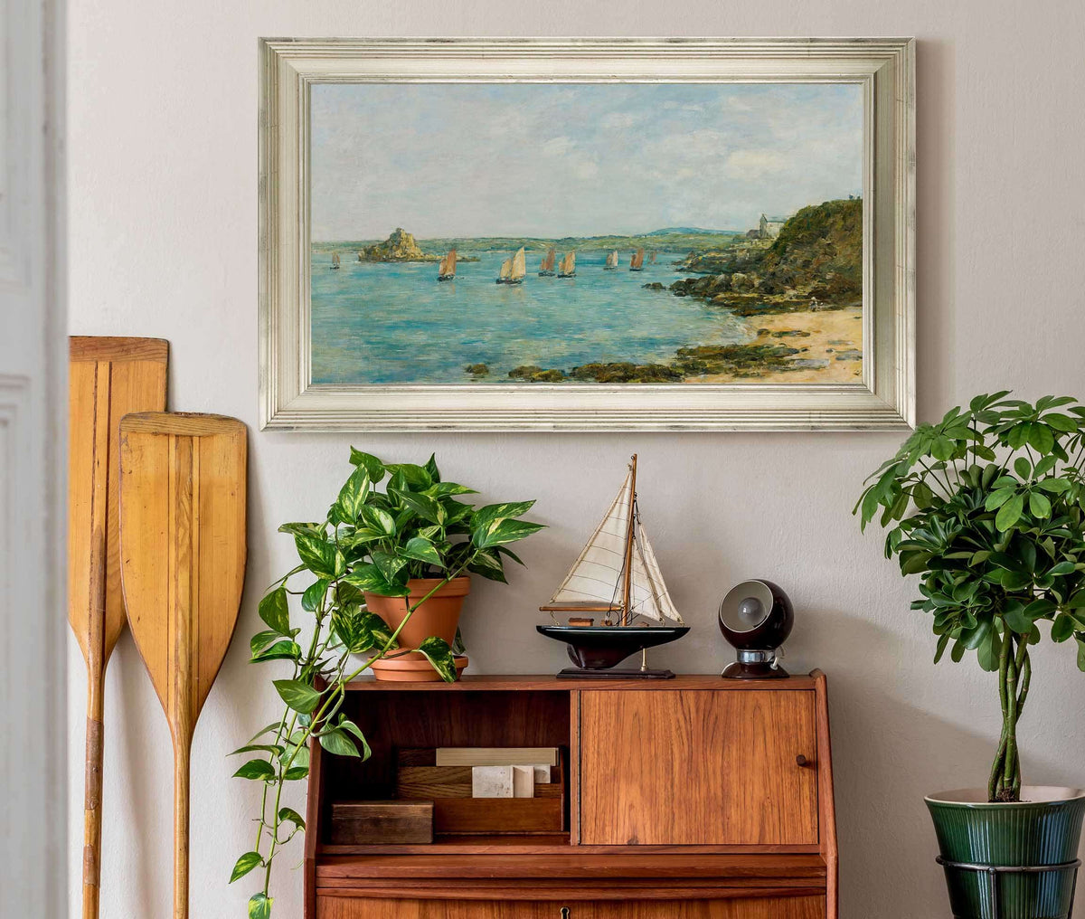 Rivage Douarnenez Bateaux De Peche Dans La Baie by Eugene Boudin