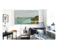 Rivage Douarnenez Bateaux De Peche Dans La Baie by Eugene Boudin