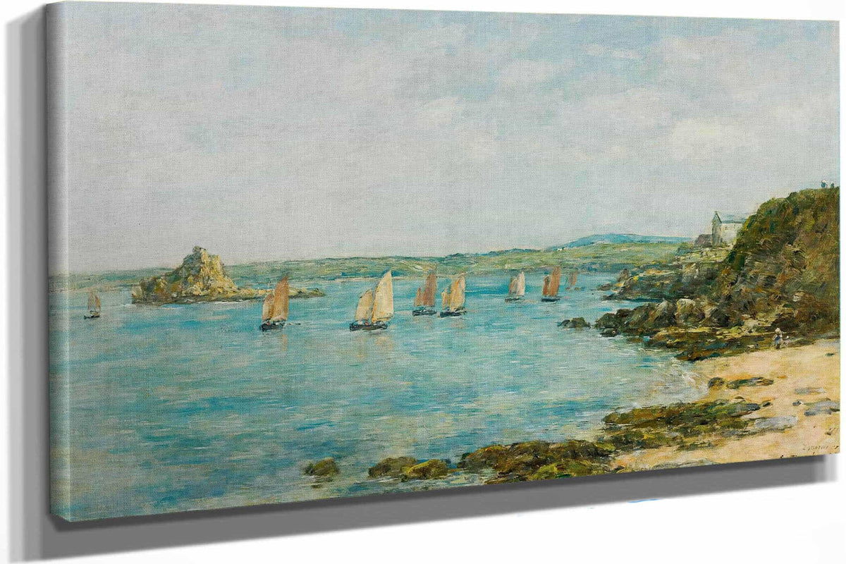 Rivage Douarnenez Bateaux De Peche Dans La Baie by Eugene Boudin