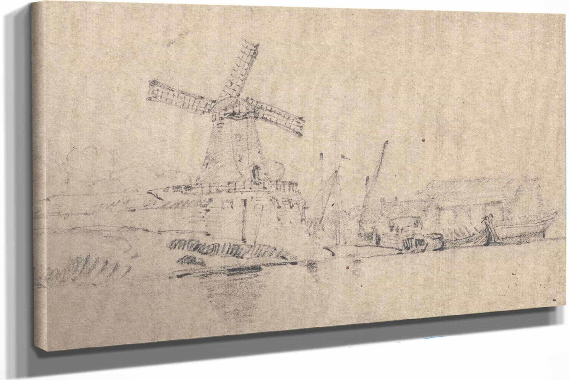 River And Windmill by John Sell Cotman