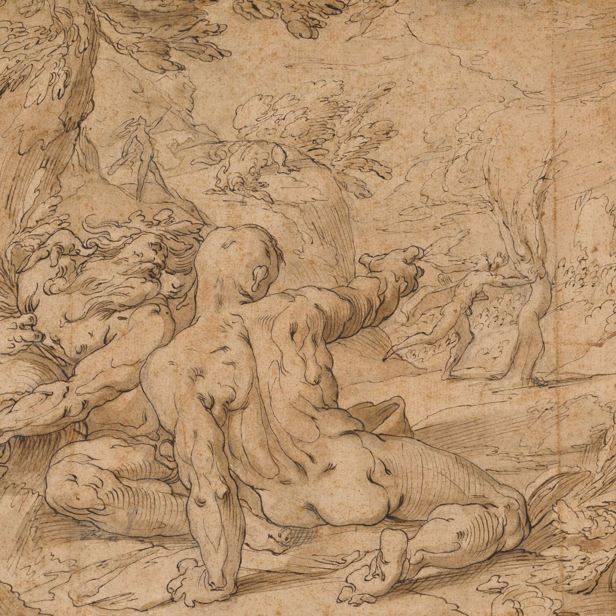 River Gods Watching Apollo Pursuing Daphne by Abraham Bloemaert