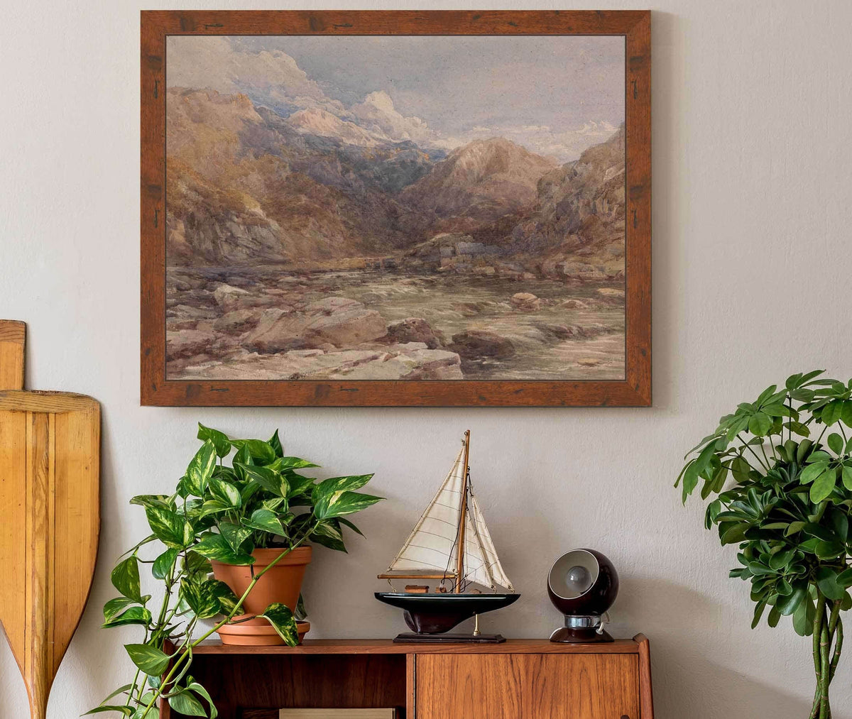 River Landscape In Wales by David Cox