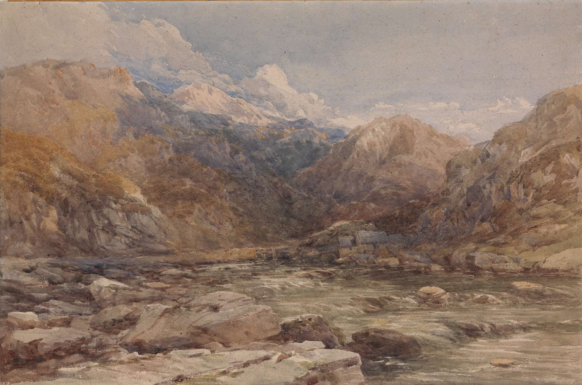 River Landscape In Wales by David Cox