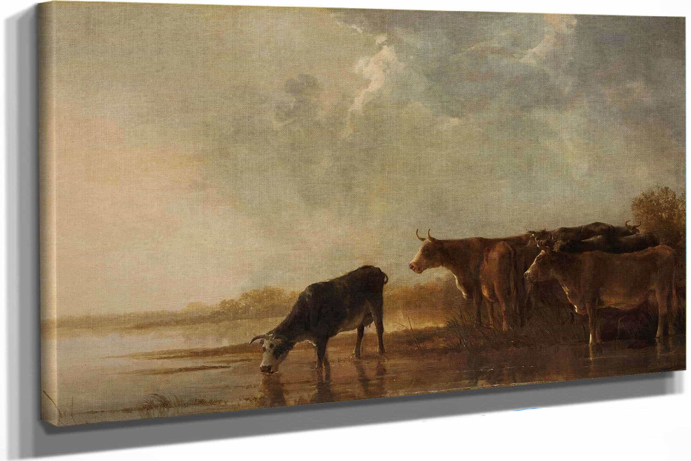 River Landscape With Cows By Aelbert Cuyp