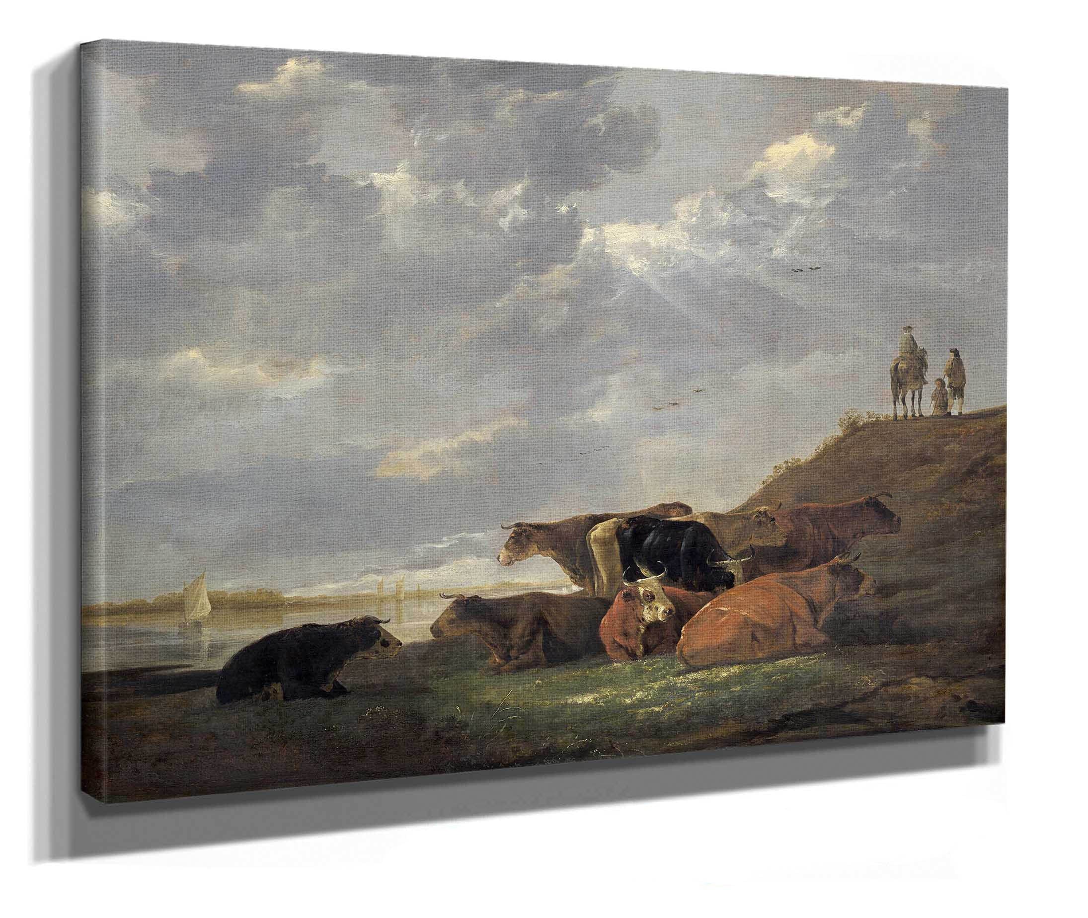 River Landscape With Cows By Aelbert Cuyp