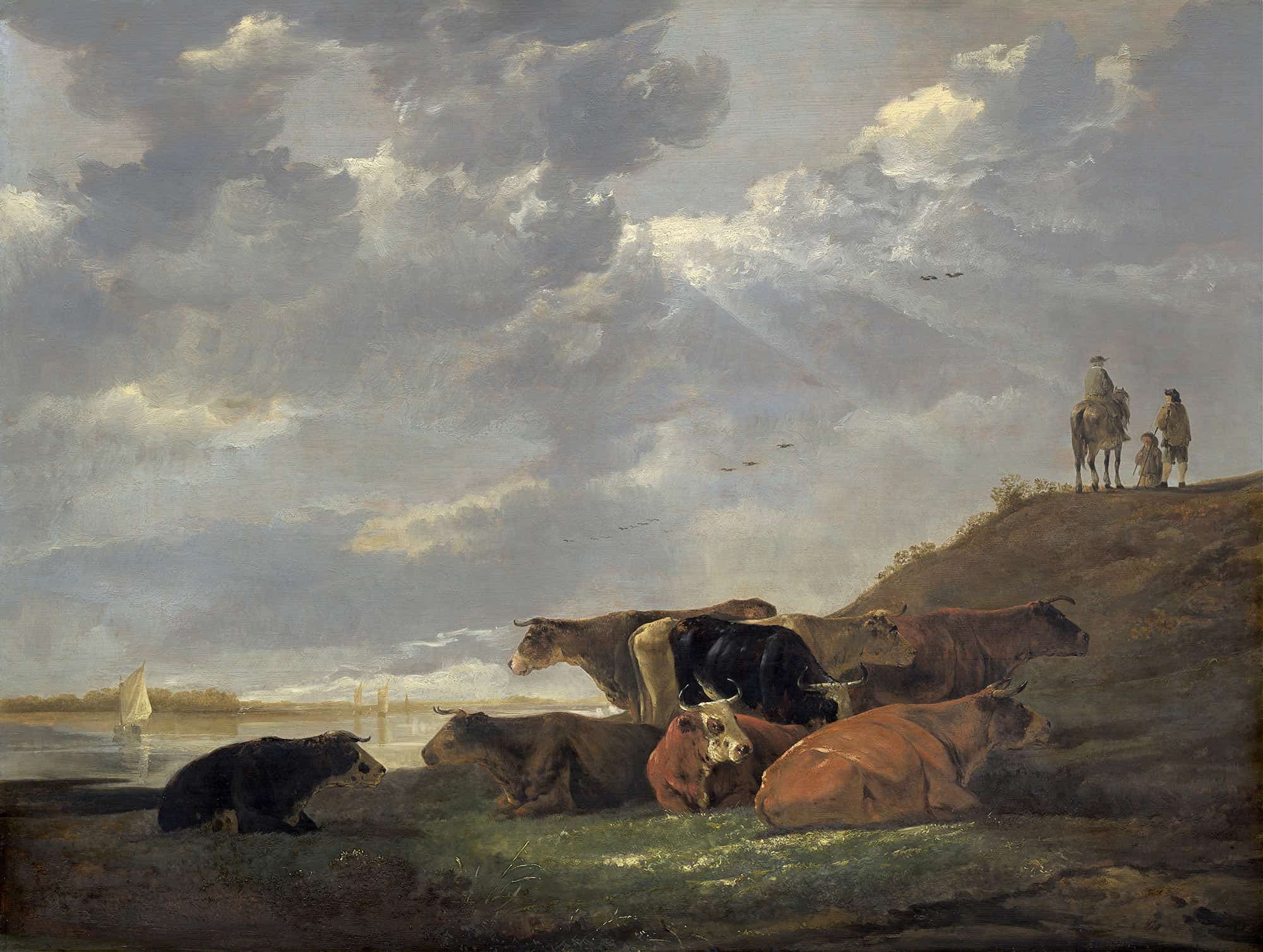 River Landscape With Cows By Aelbert Cuyp