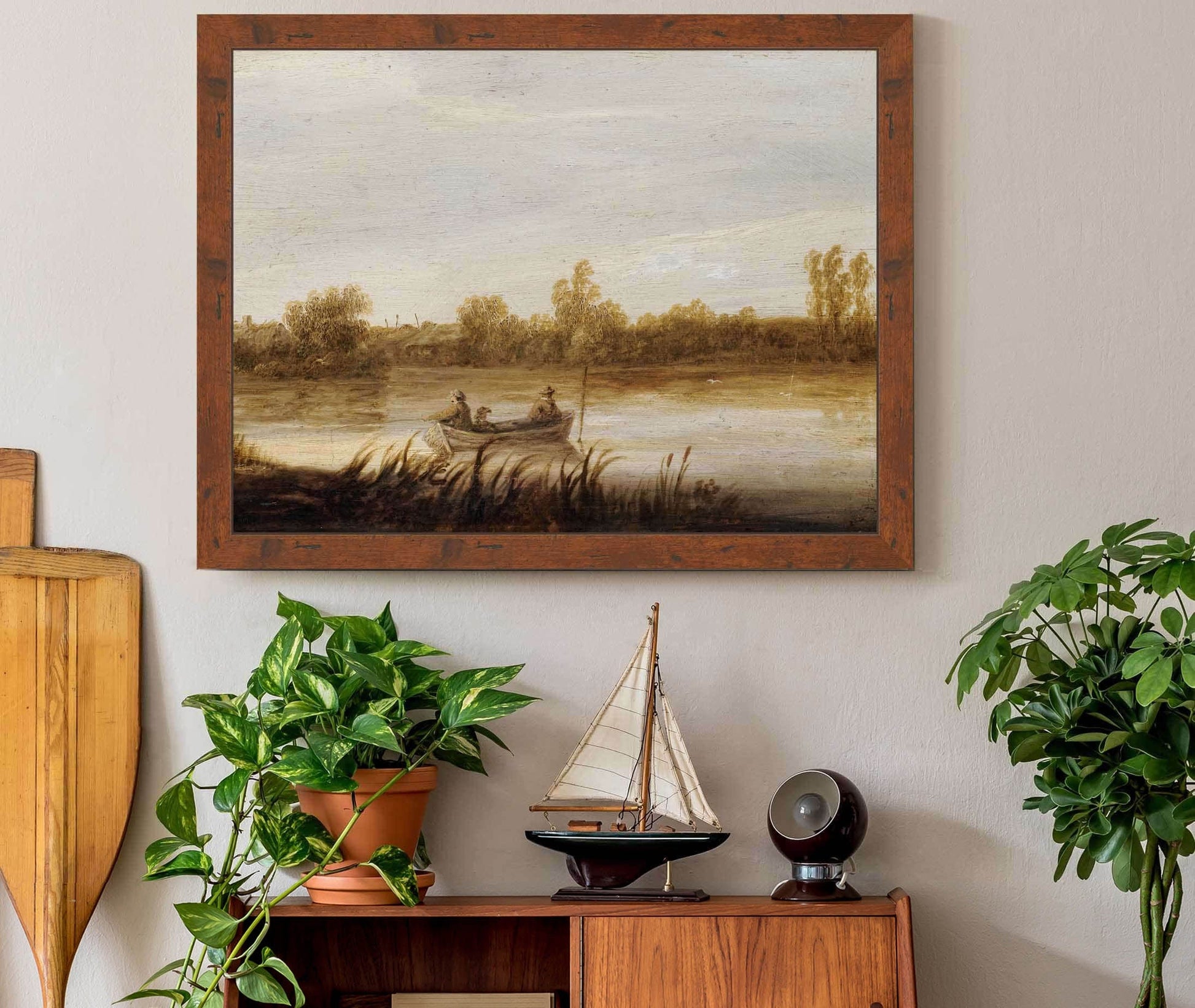 River Landscape With Fishermen In A Boat by Aelbert Cuyp
